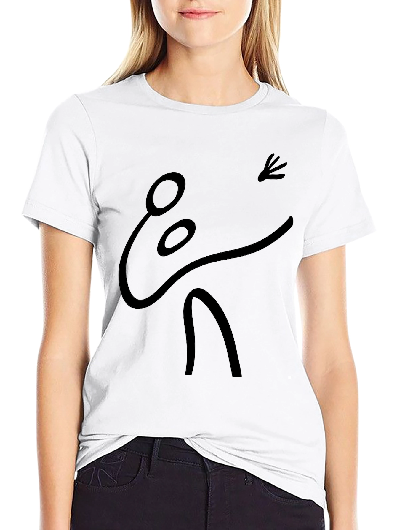 Abstract Stick Figure Graphic Tee - Black