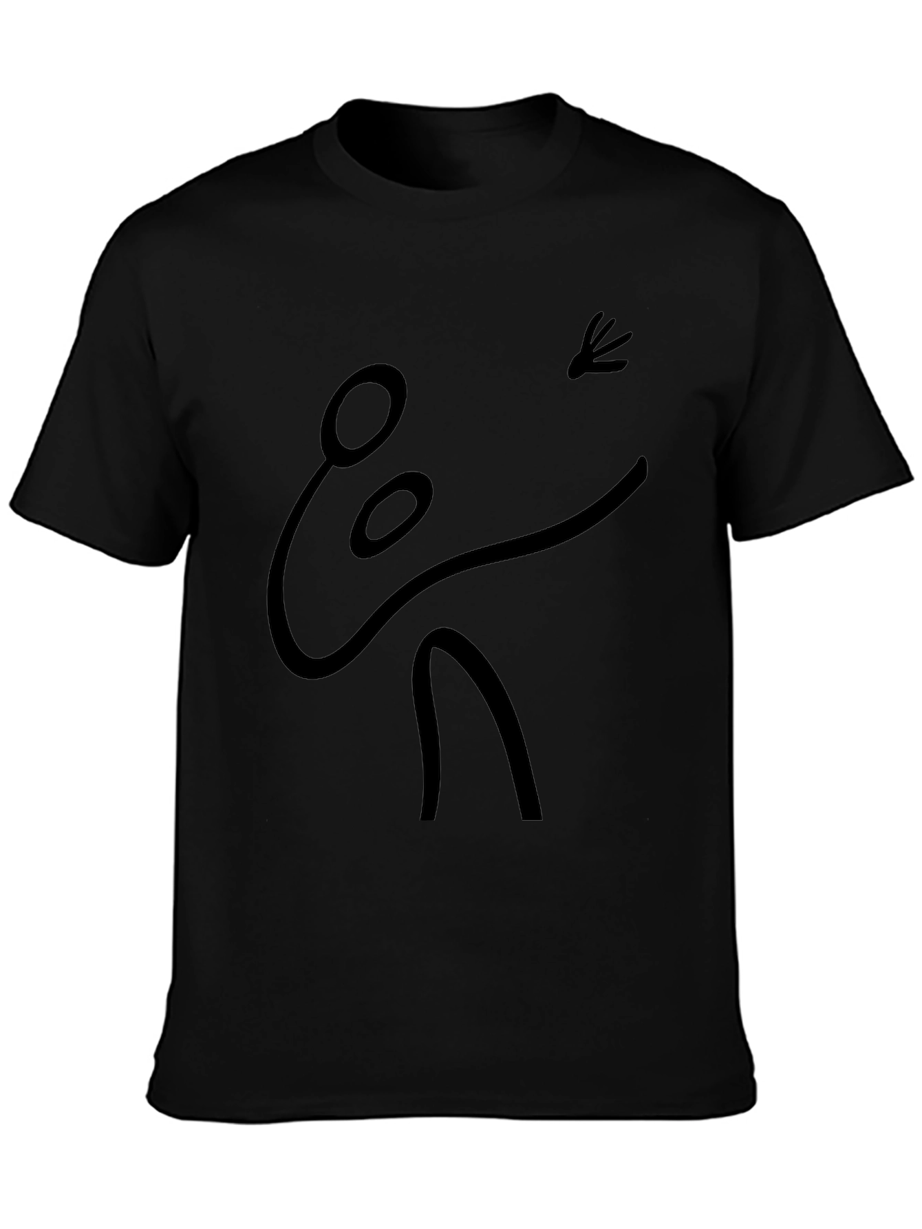 Abstract Stick Figure Graphic Tee - Black