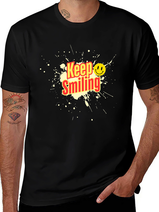 Keep Smiling Black T-Shirt - Graphic Tee for Men