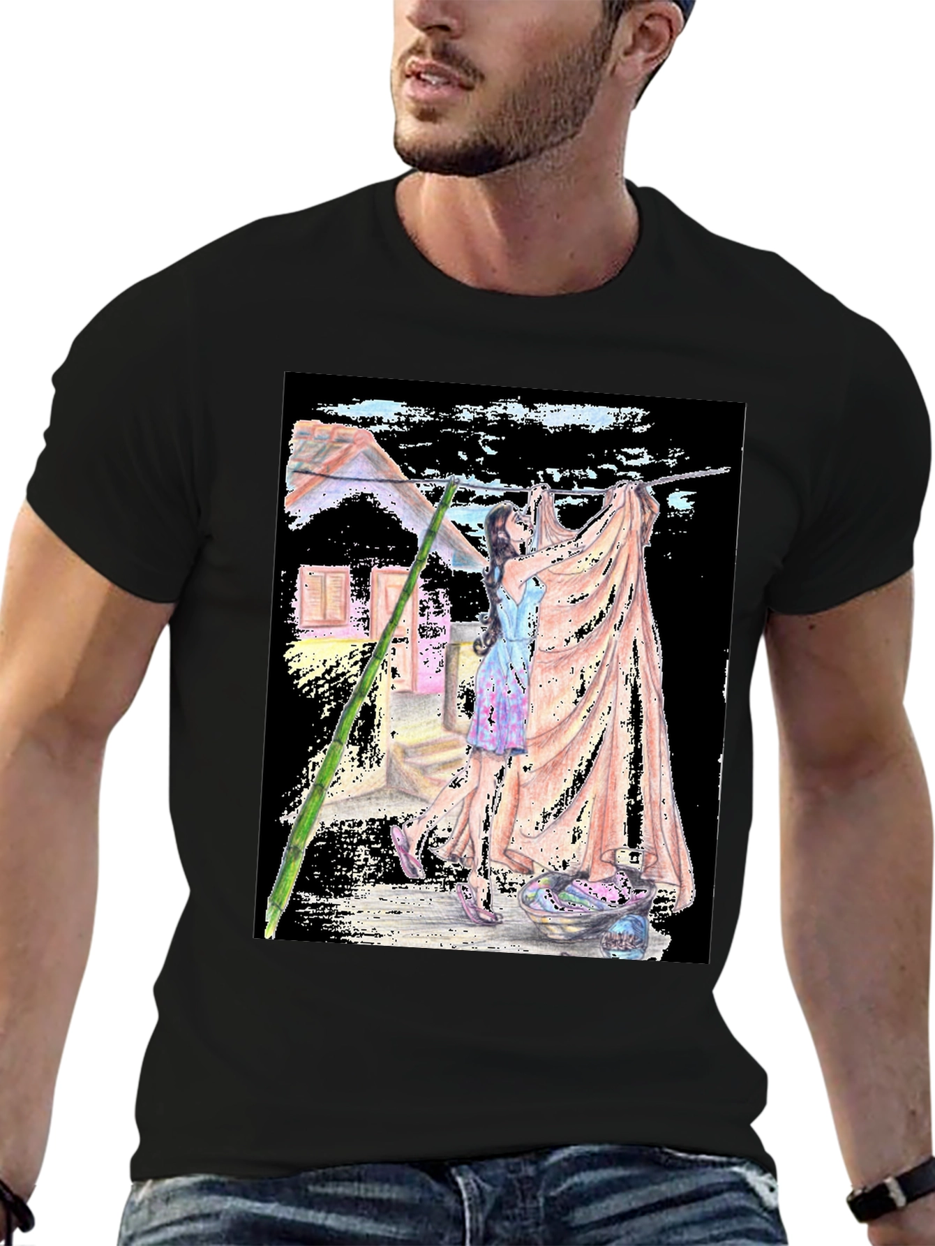 Laundry Day Graphic Tee - Unique Artistic Design