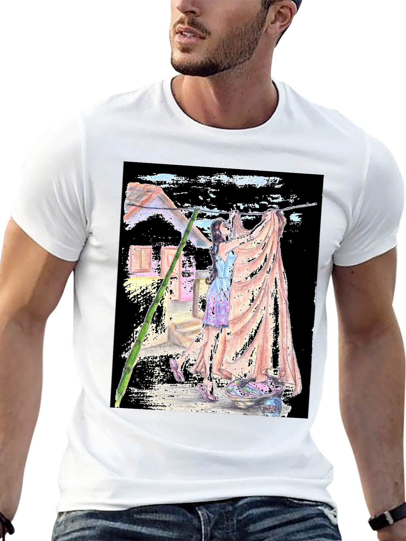 Laundry Day Graphic Tee - Unique Artistic Design