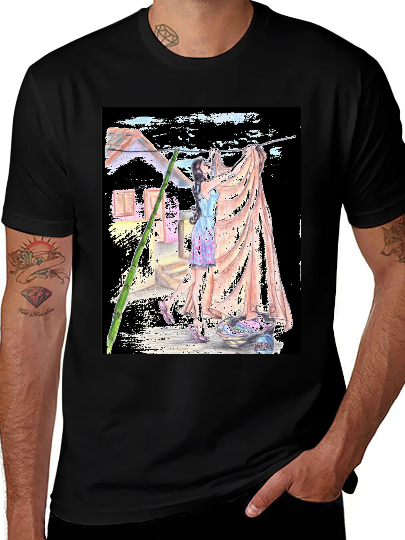 Laundry Day Graphic Tee - Unique Artistic Design