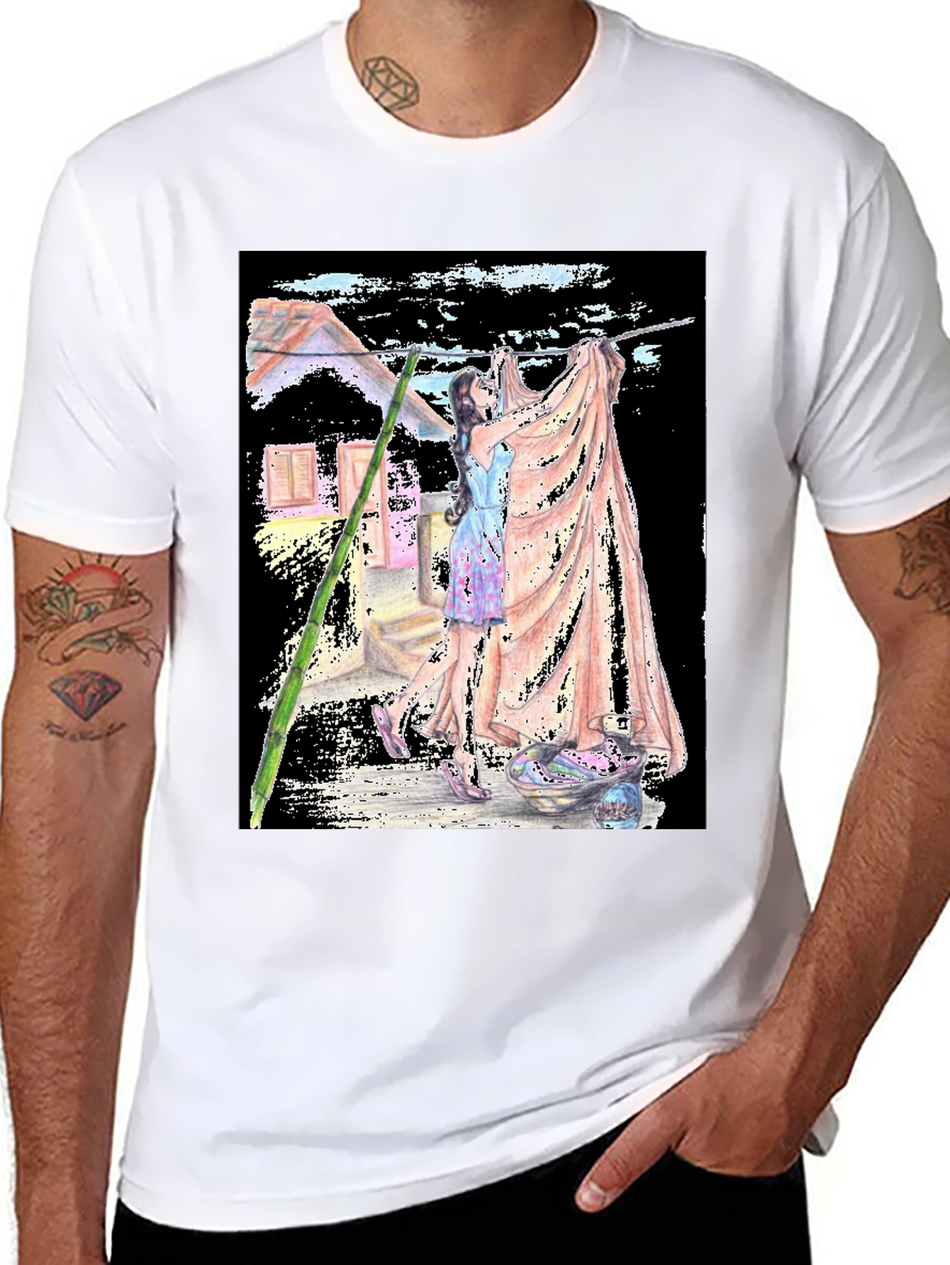 Laundry Day Graphic Tee - Unique Artistic Design