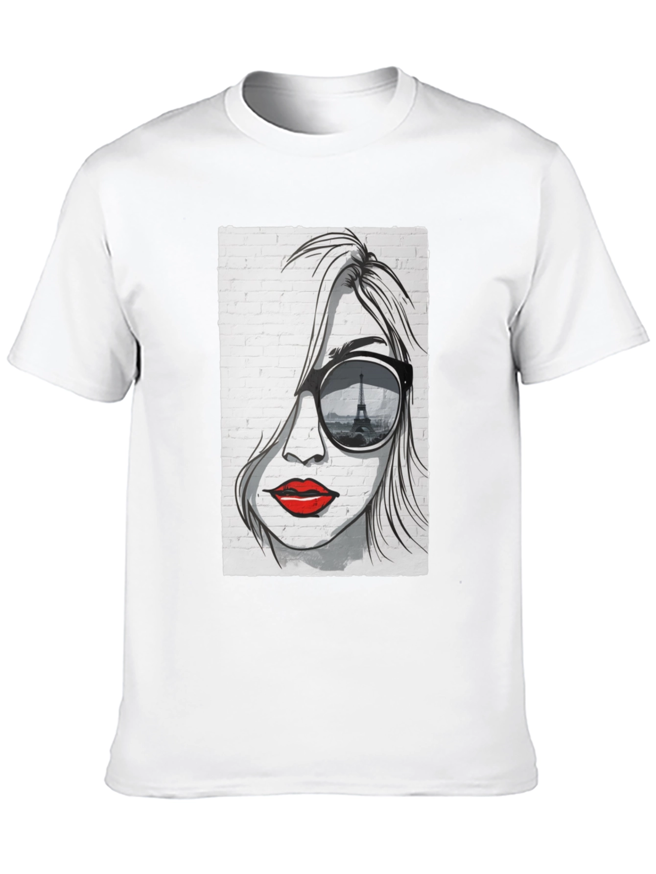 Parisian Chic Graphic T-Shirt - Eiffel Tower Sunglasses
