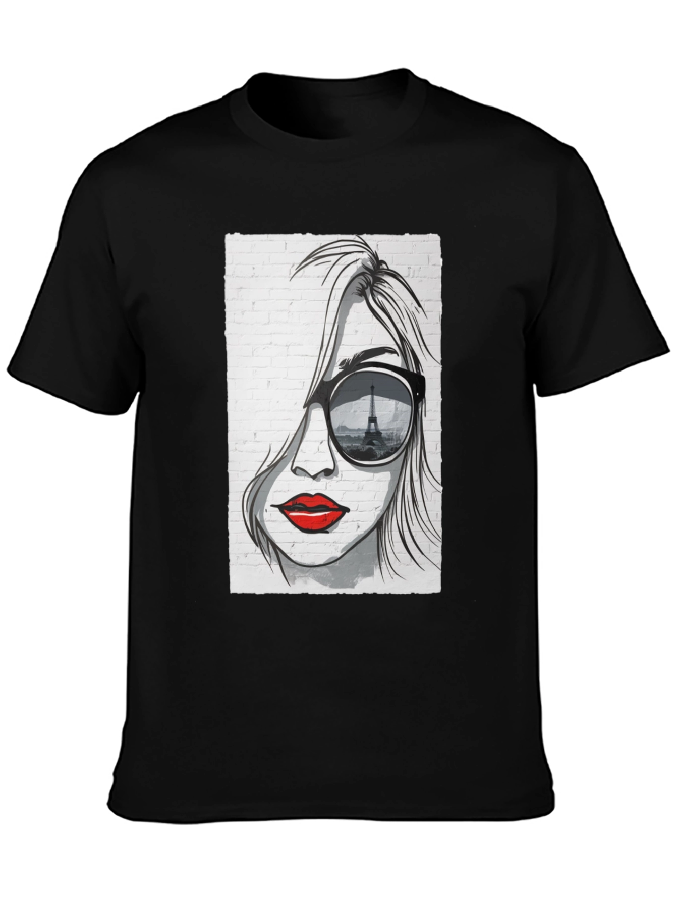 Parisian Chic Graphic T-Shirt - Eiffel Tower Sunglasses