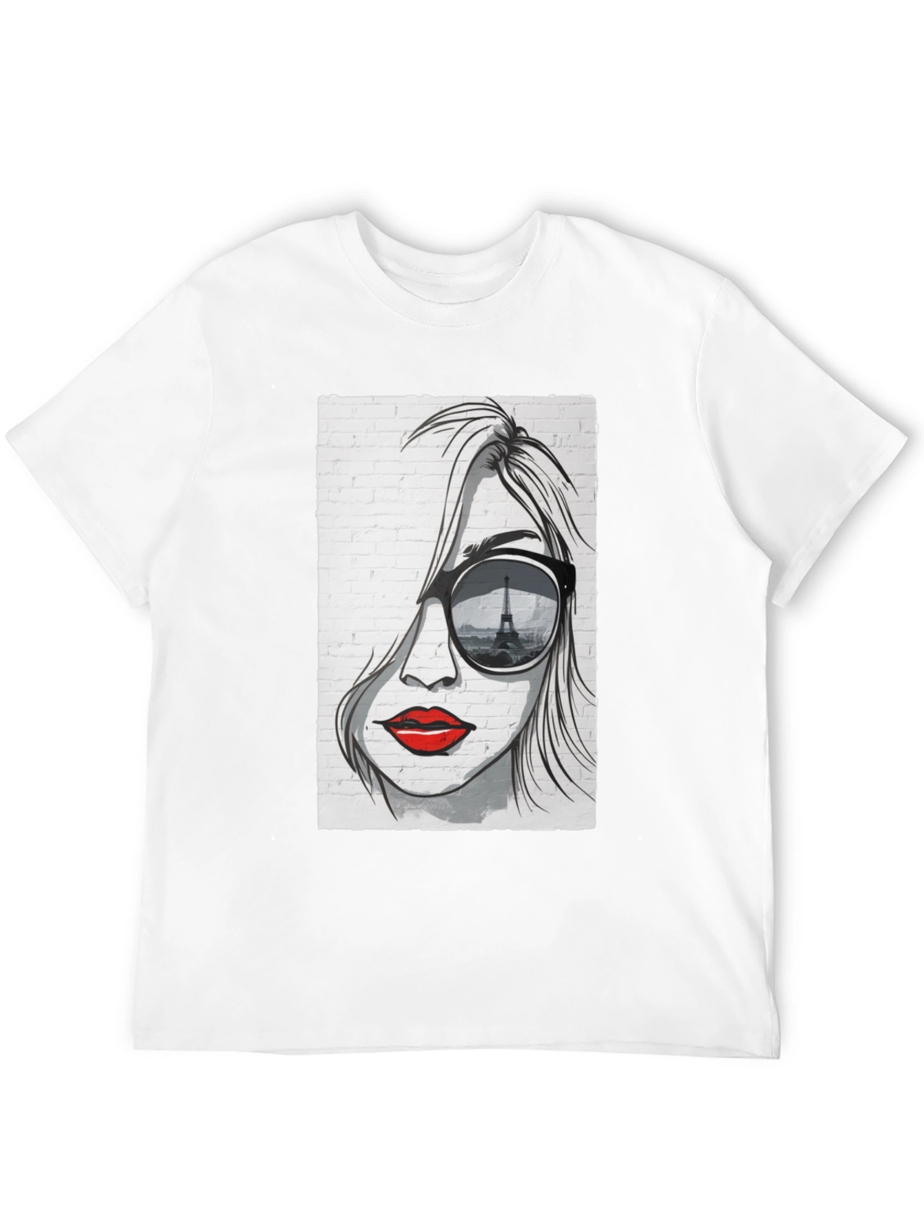 Parisian Chic Graphic T-Shirt - Eiffel Tower Sunglasses