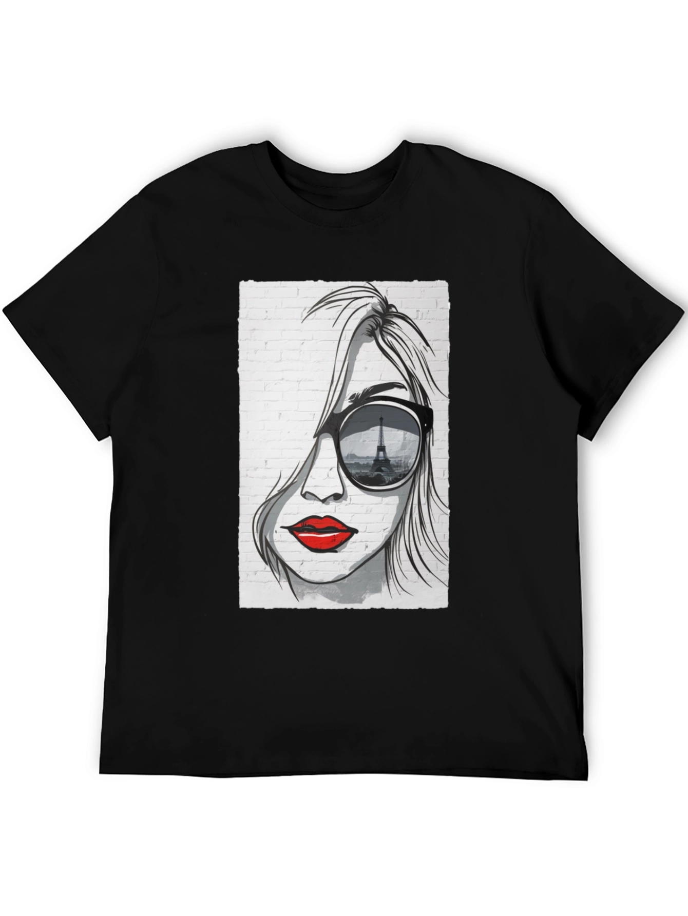 Parisian Chic Graphic T-Shirt - Eiffel Tower Sunglasses