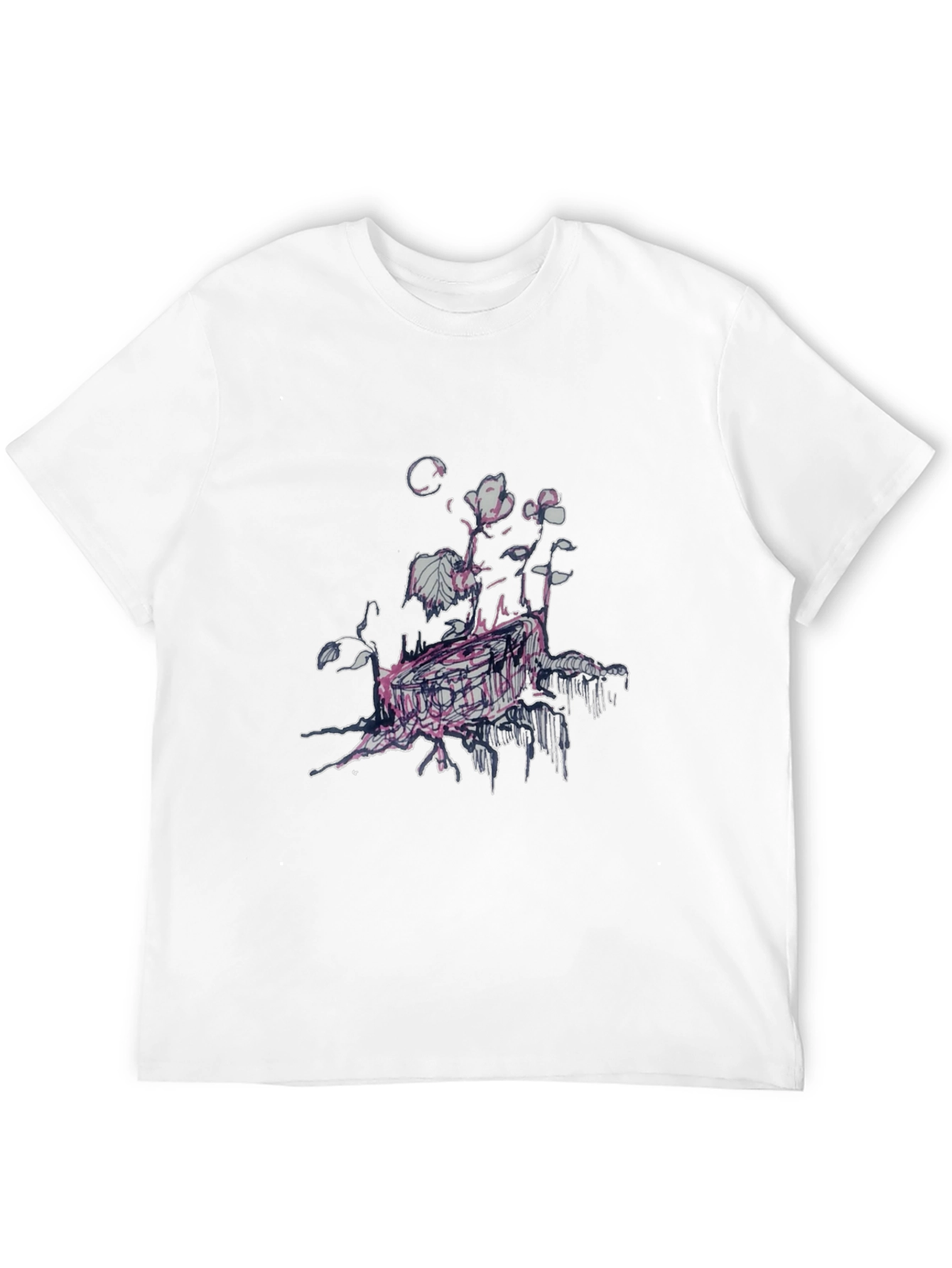 Unique Floral Graphic Print Black T-Shirt
