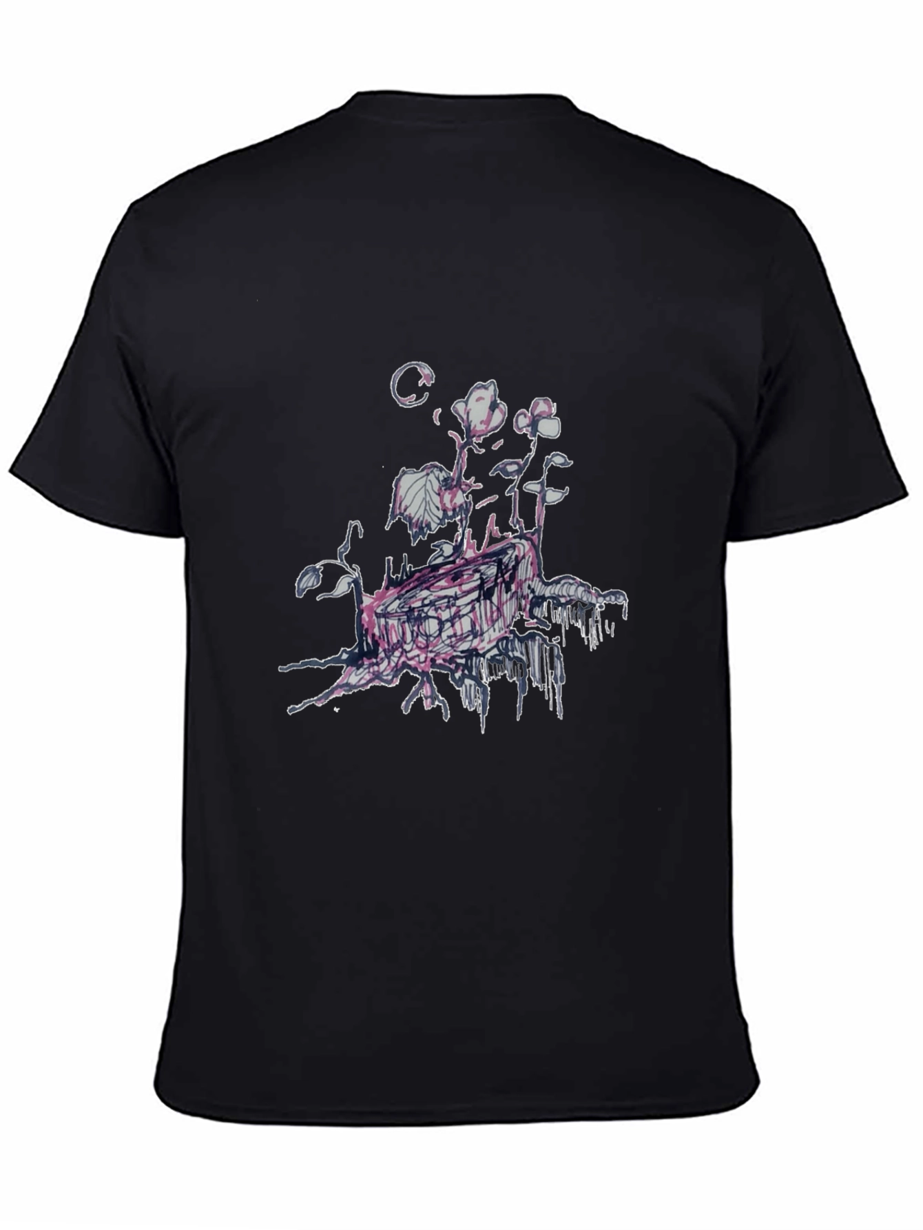 Unique Floral Graphic Print Black T-Shirt