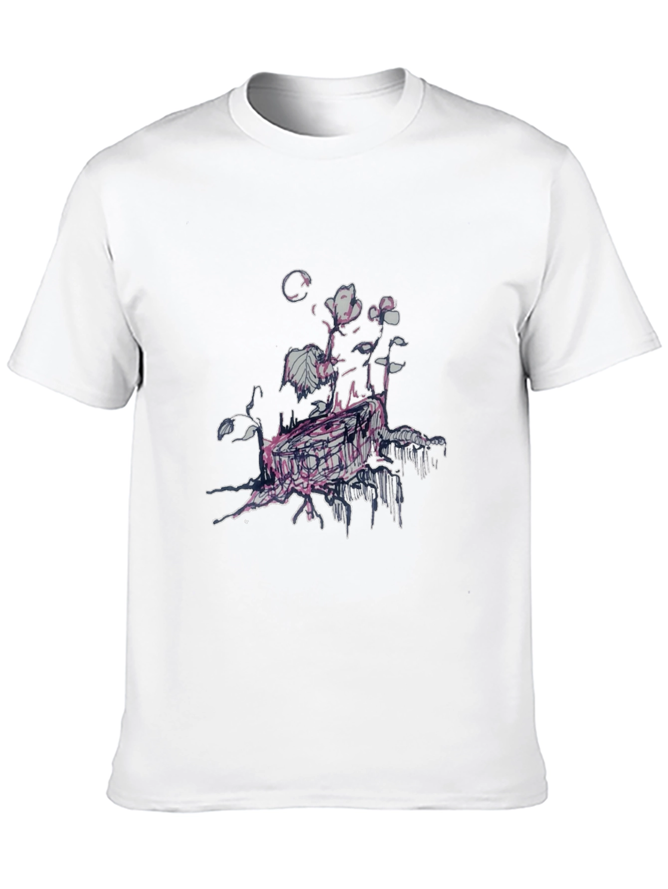 Unique Floral Graphic Print Black T-Shirt