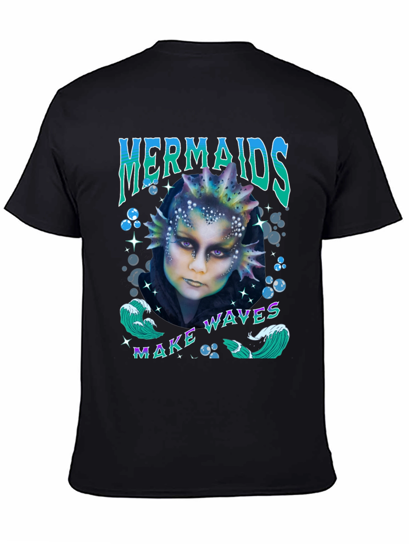Mermaids Make Waves Graphic T-Shirt - Black