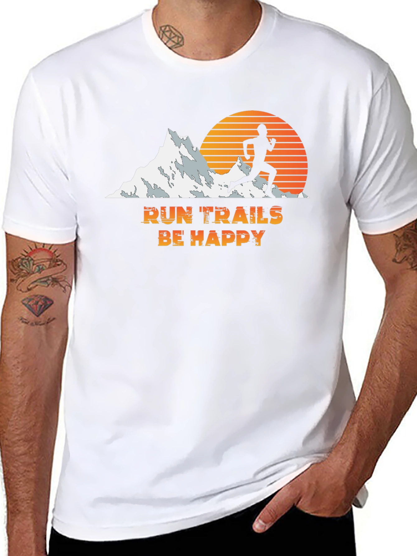 Run Trails Be Happy Black T-Shirt