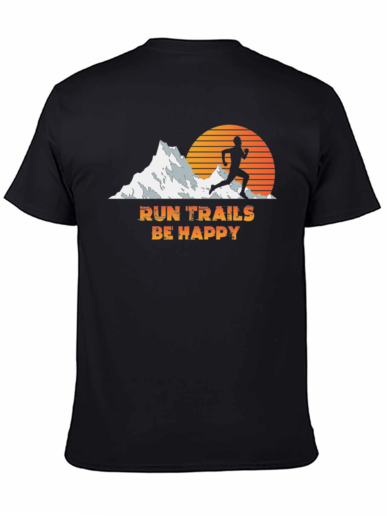 Run Trails Be Happy Black T-Shirt