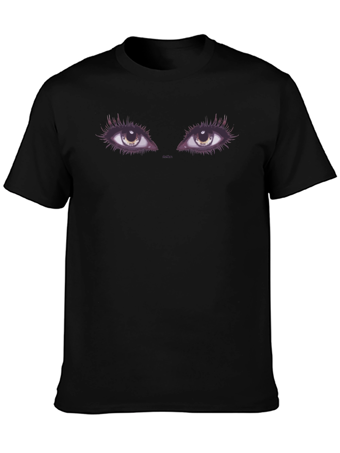 Mysterious Eyes Graphic Tee - Premium Black Cotton