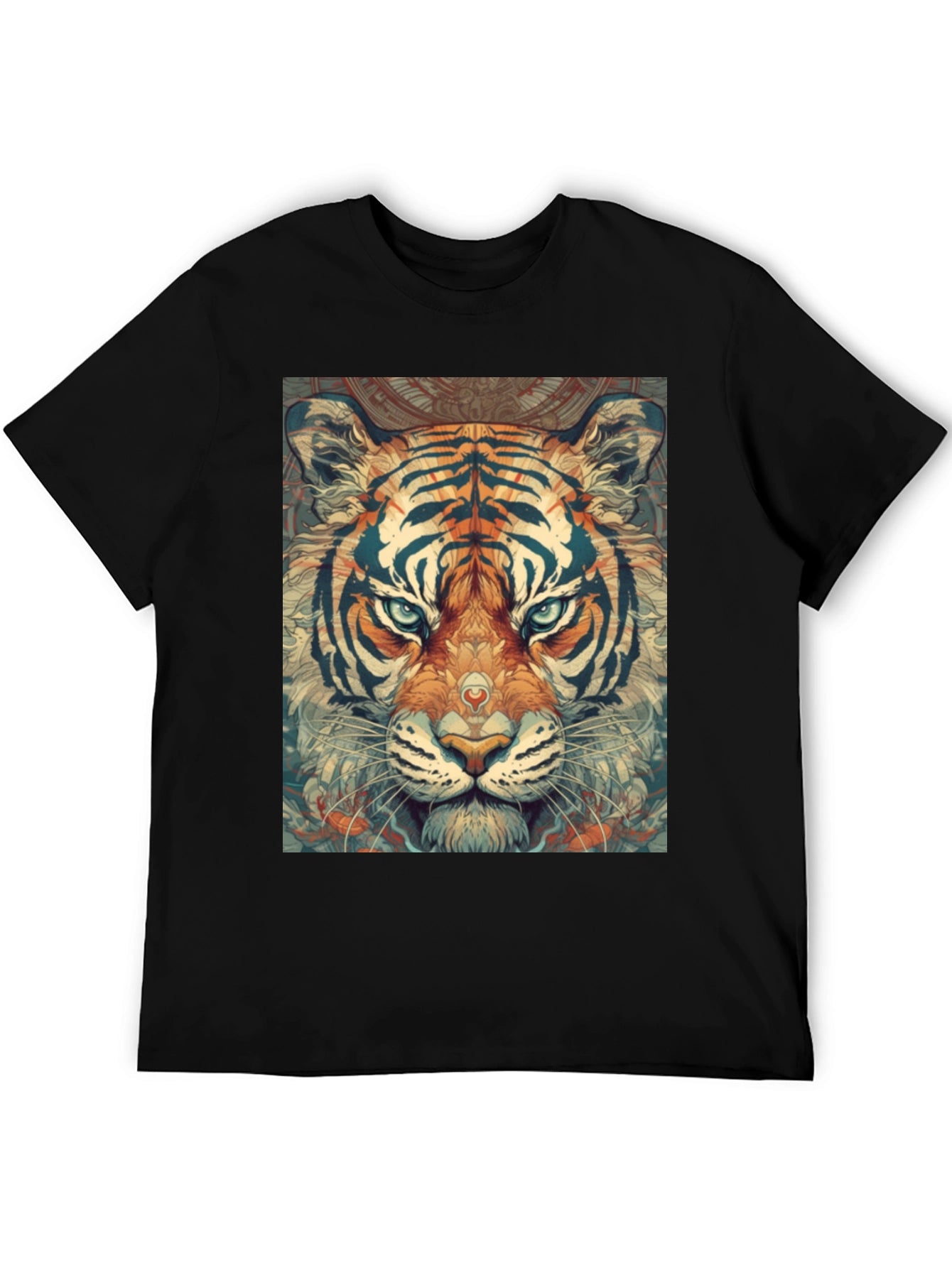 Tiger Graphic Print Black Crew Neck T-Shirt