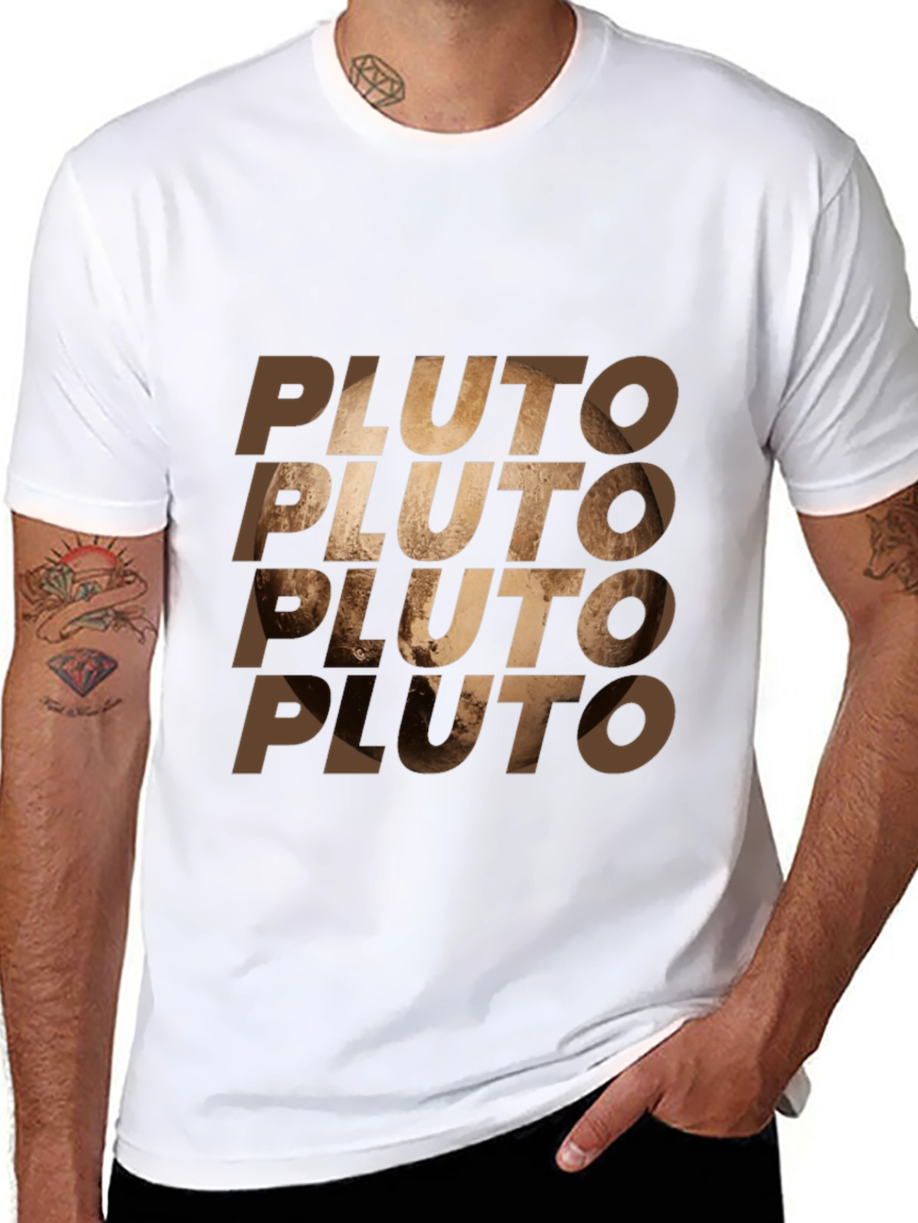 Pluto Graphic Print Mens Black T-Shirt