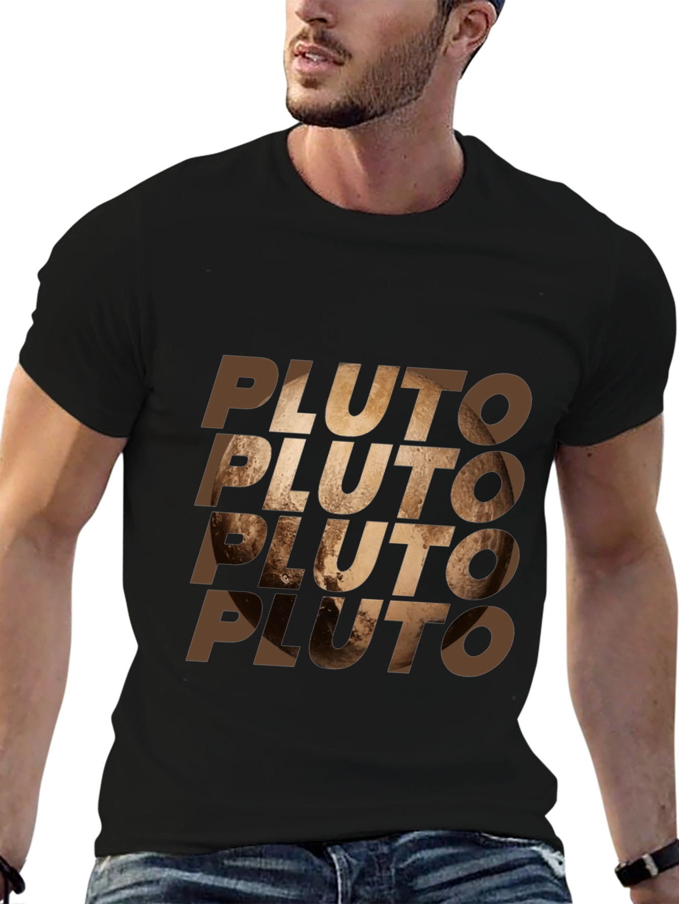 Pluto Graphic Print Mens Black T-Shirt