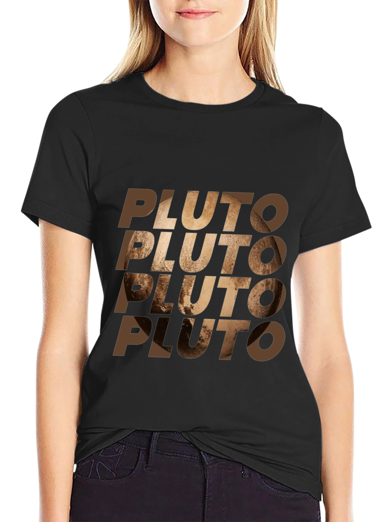 Pluto Graphic Print Mens Black T-Shirt