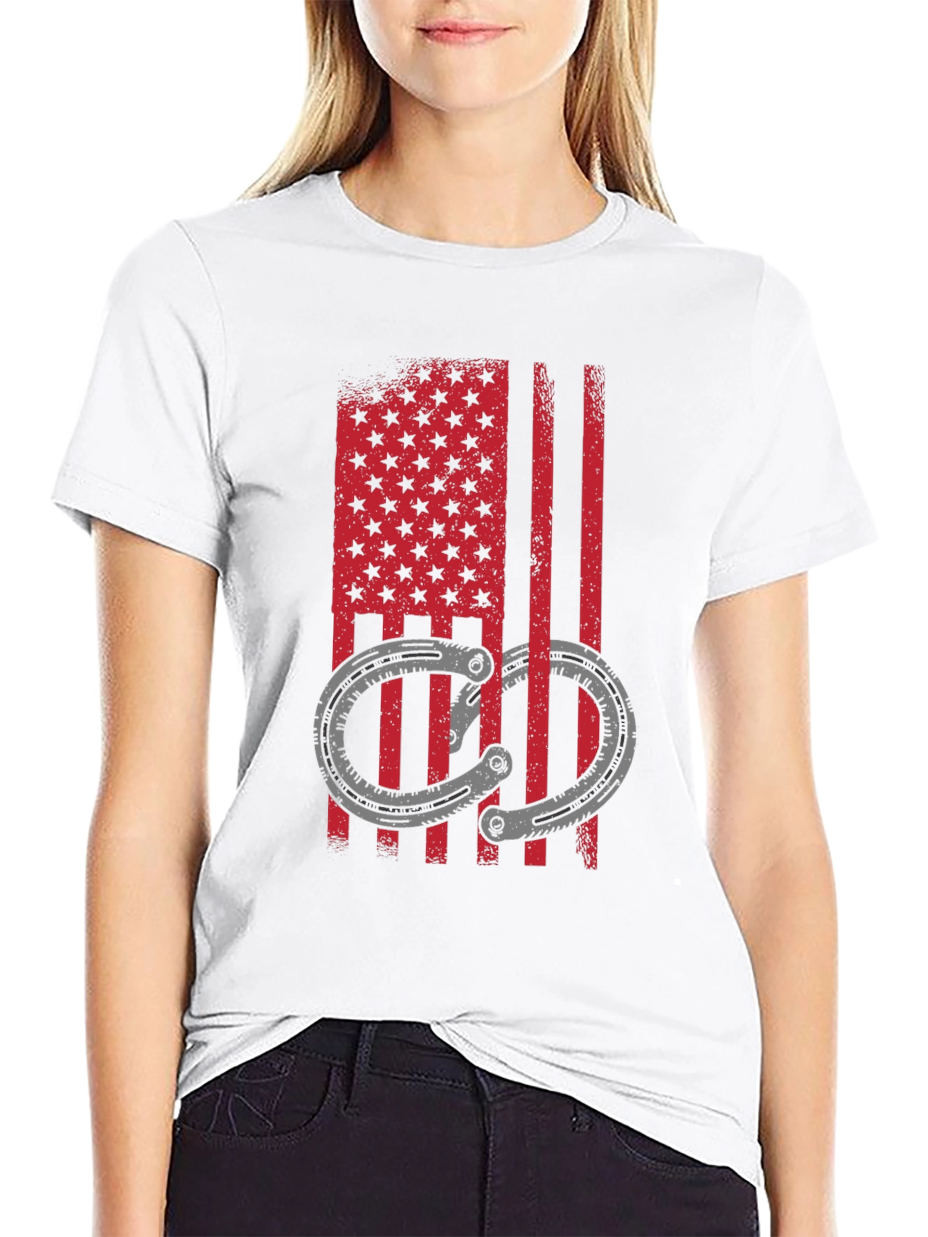 American Flag Handcuff Graphic T-Shirt
