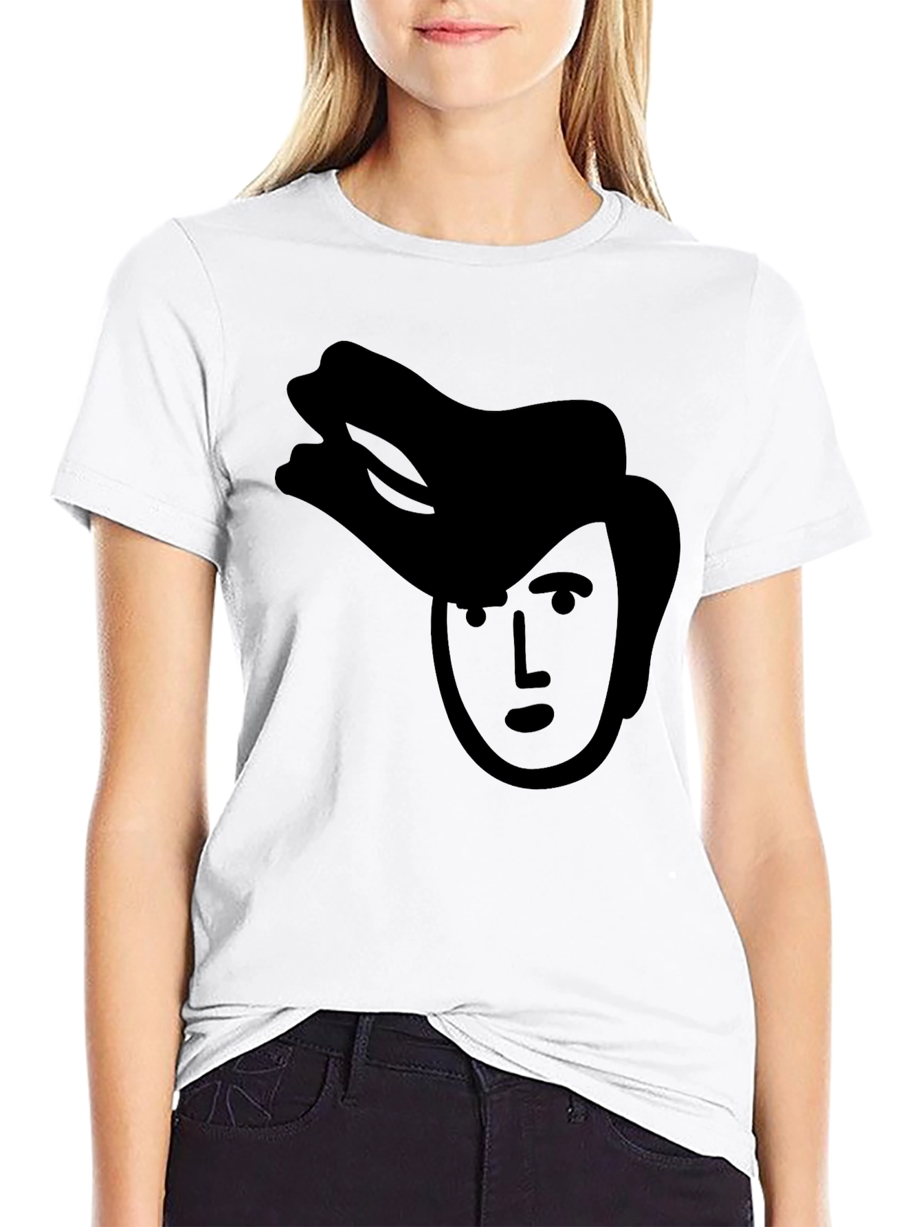 Cartoon Face Graphic Black T-Shirt