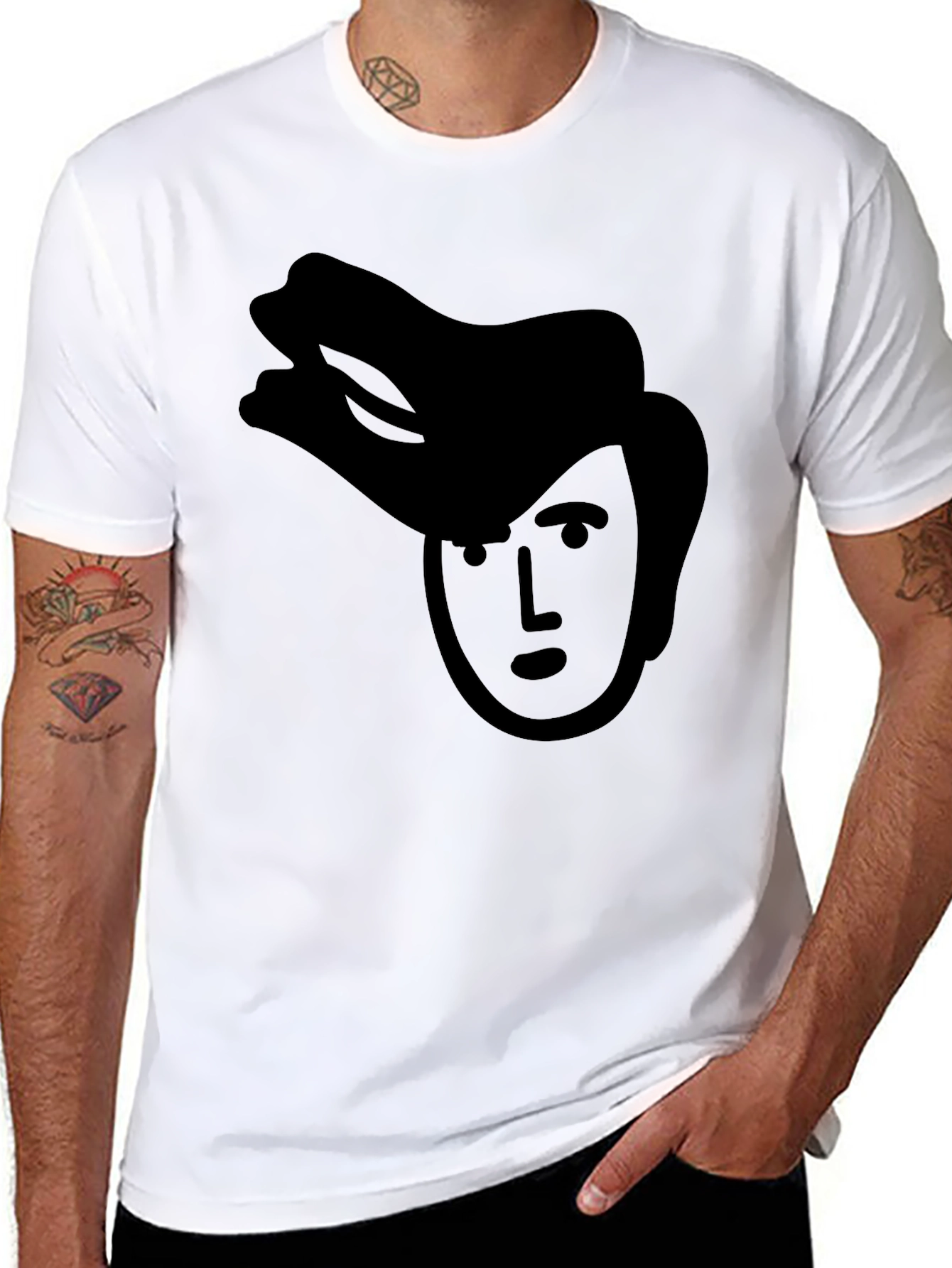 Cartoon Face Graphic Black T-Shirt