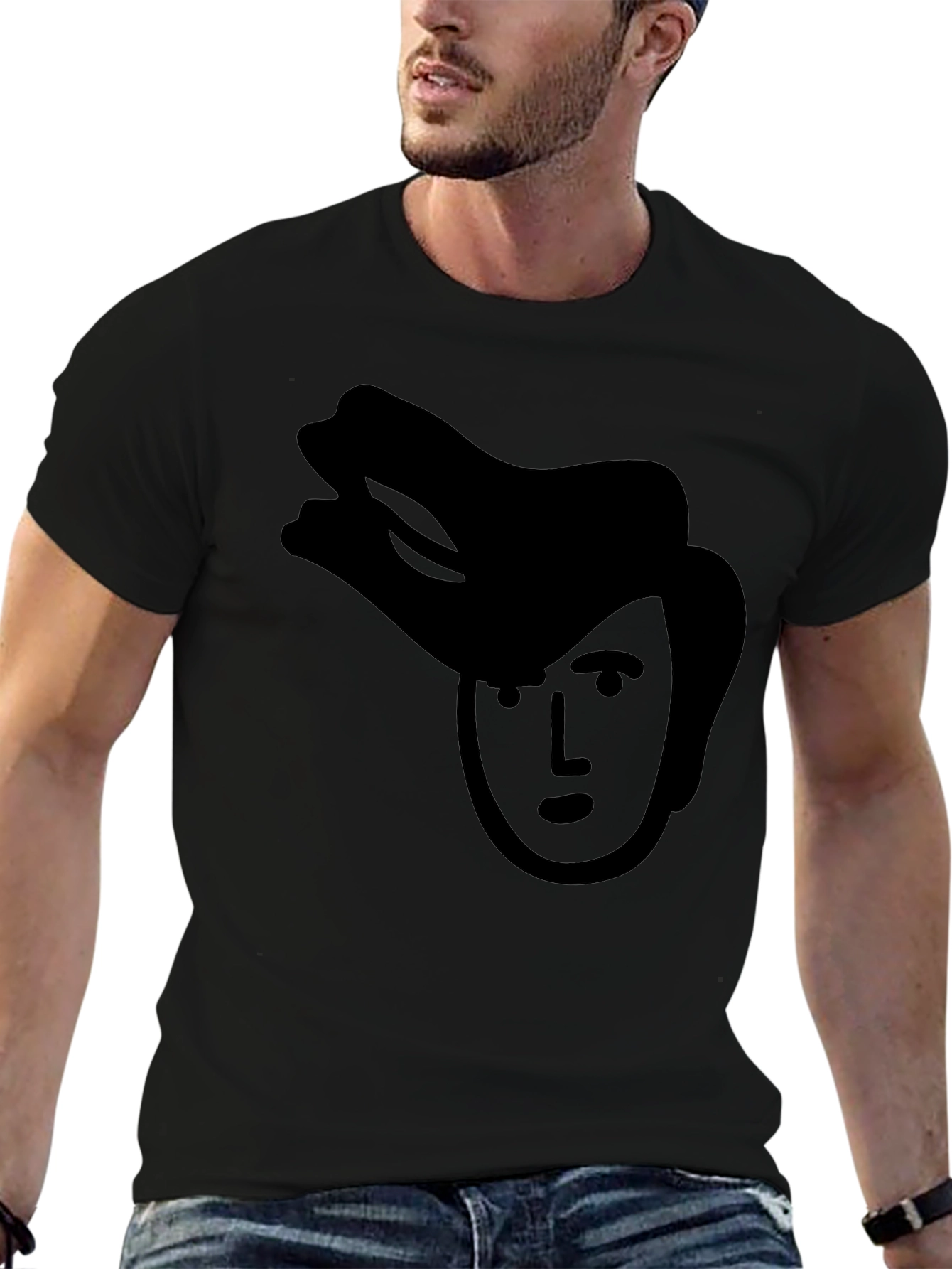 Cartoon Face Graphic Black T-Shirt