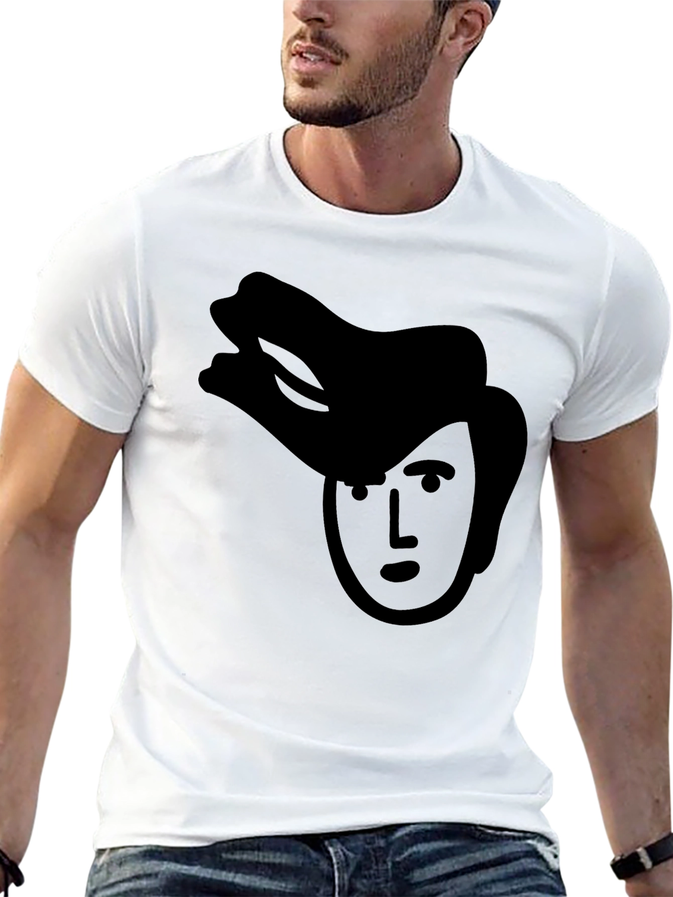 Cartoon Face Graphic Black T-Shirt