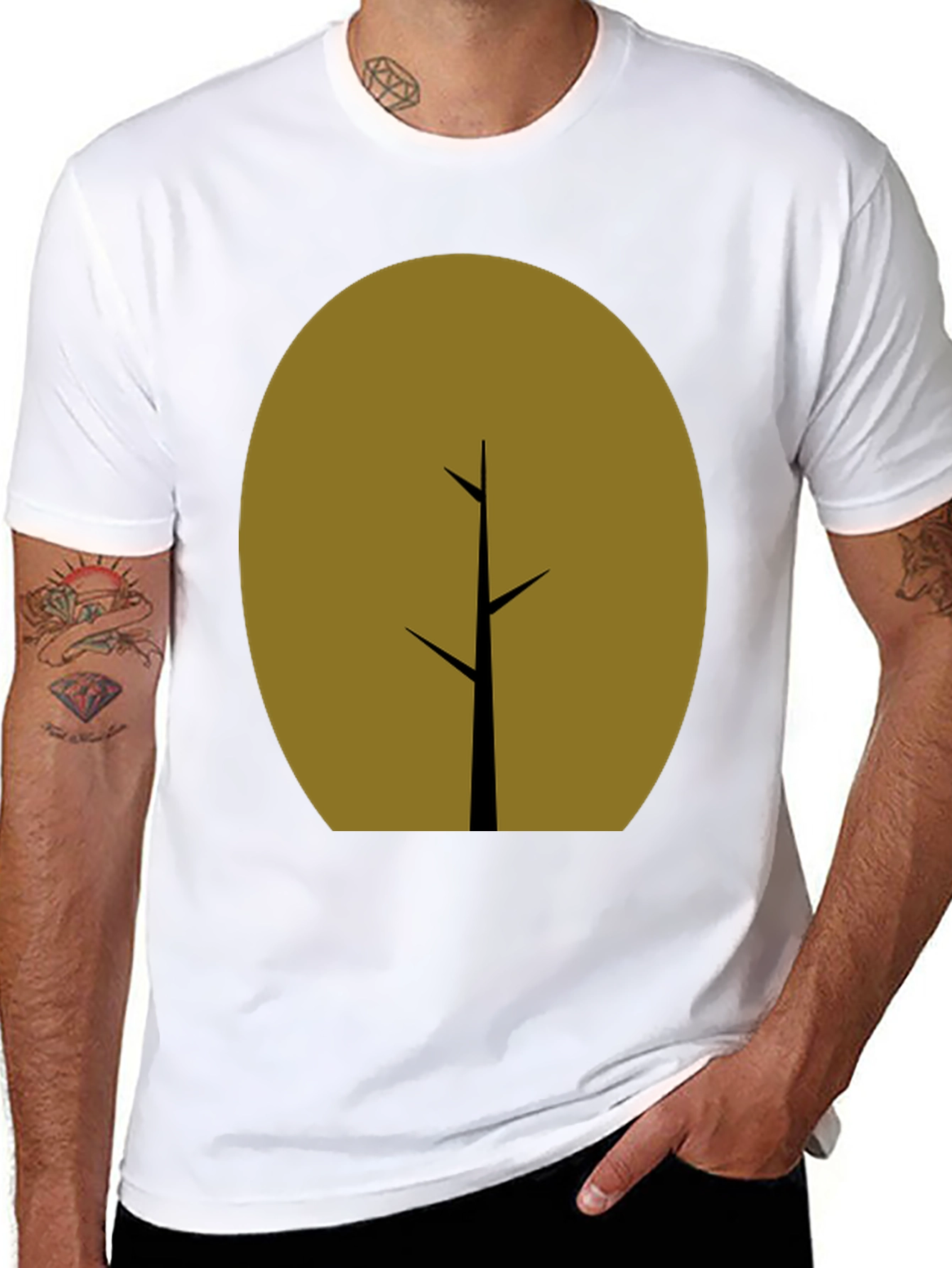Minimalist Tree Graphic T-Shirt - Black