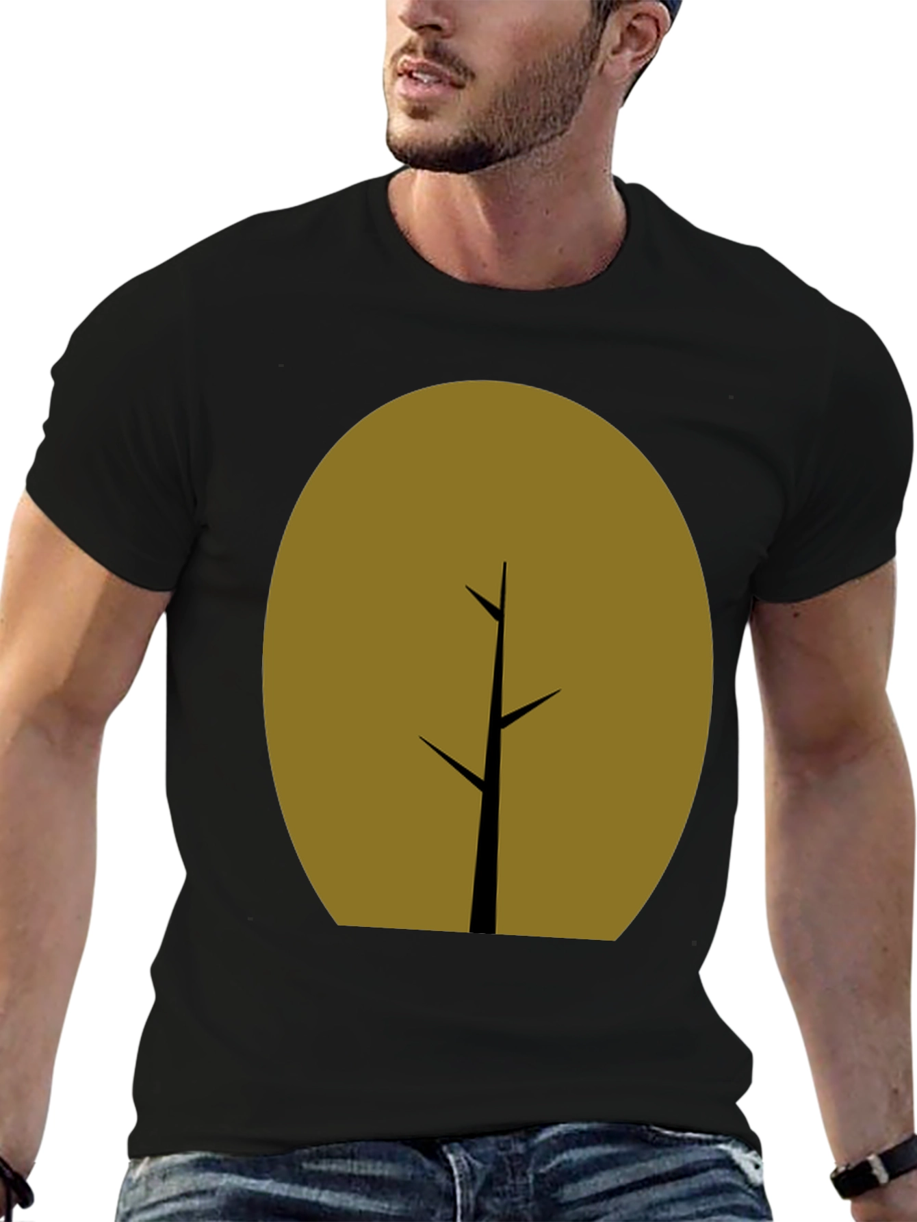 Minimalist Tree Graphic T-Shirt - Black