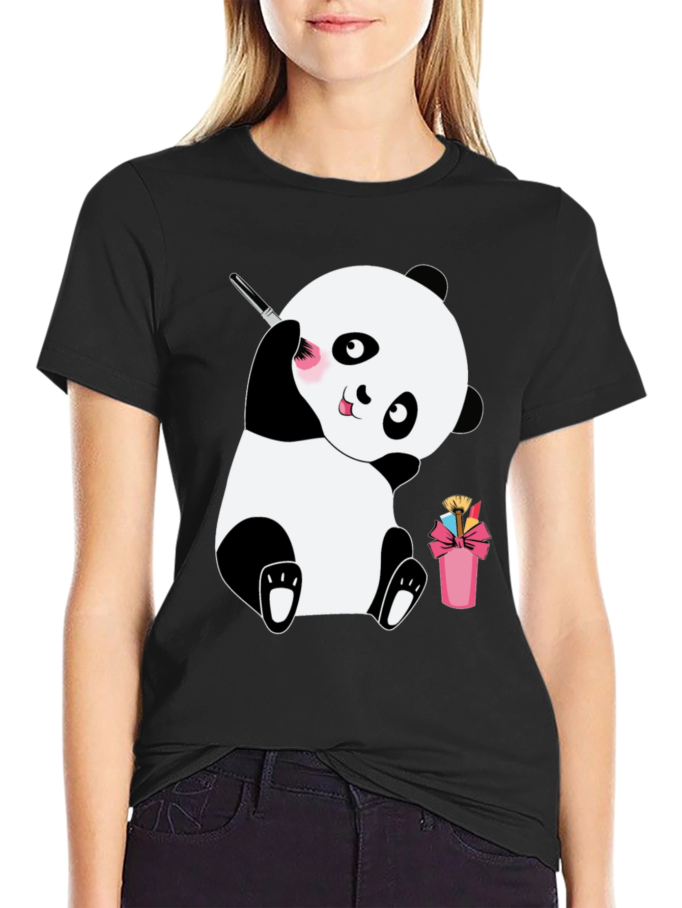 Cute Panda Makeup Brush T-Shirt
