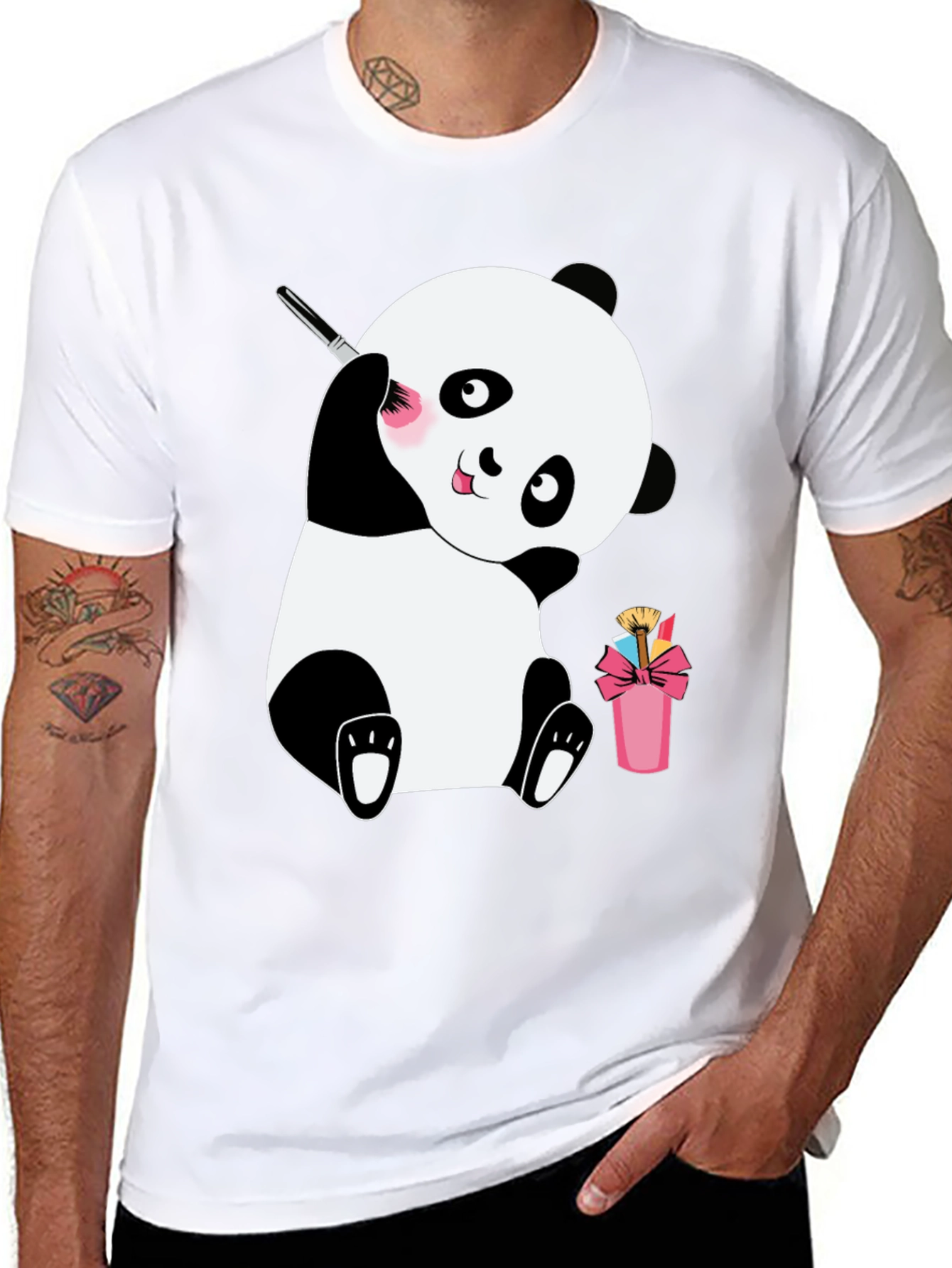 Cute Panda Makeup Brush T-Shirt