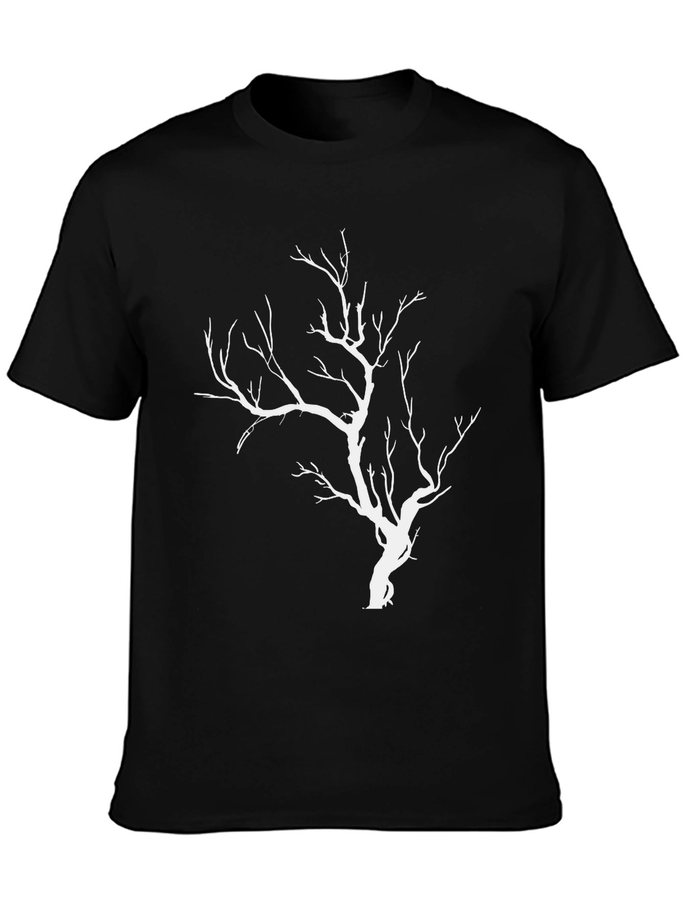 Black T-Shirt with White Tree Graphic