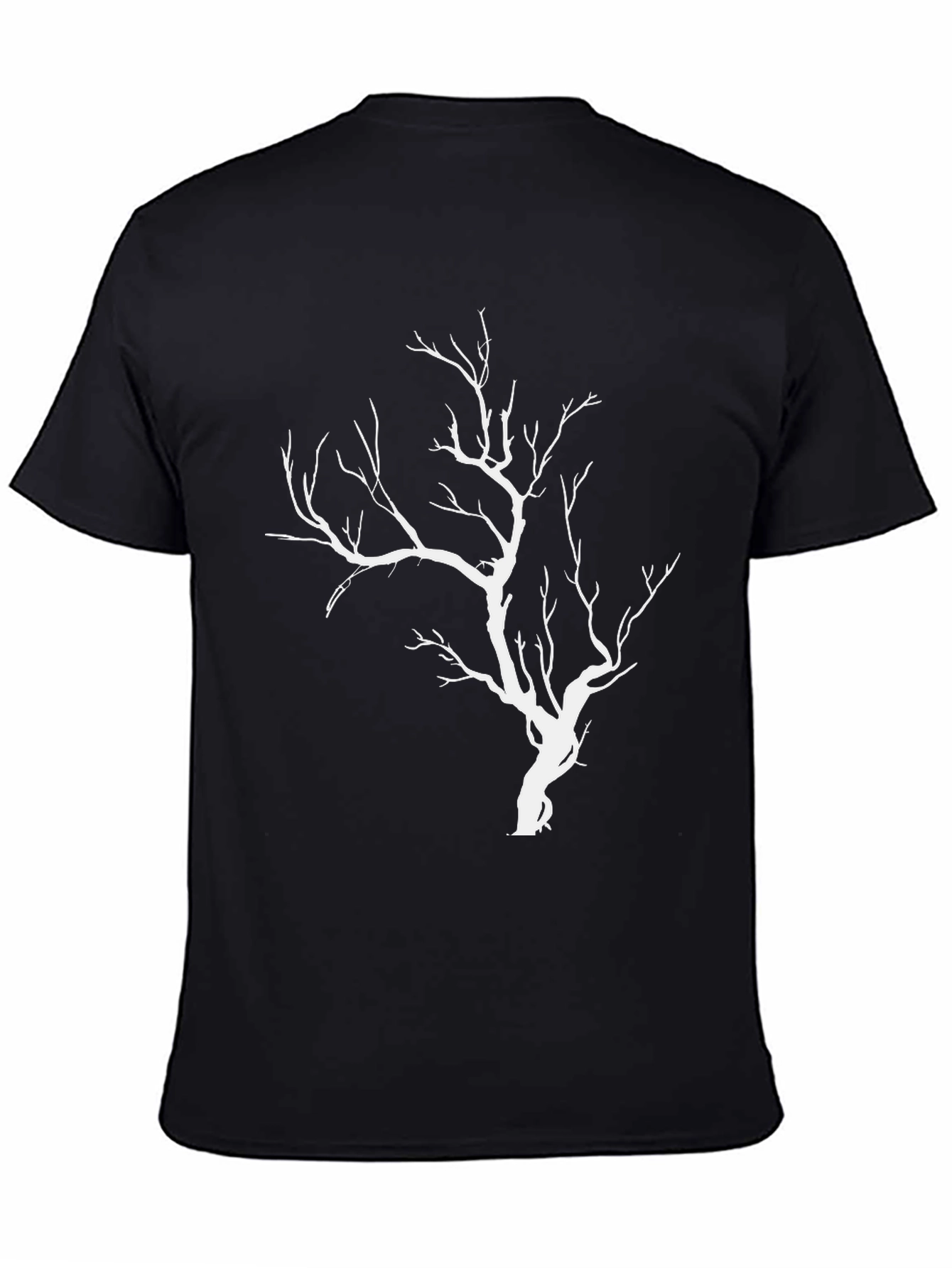 Black T-Shirt with White Tree Graphic