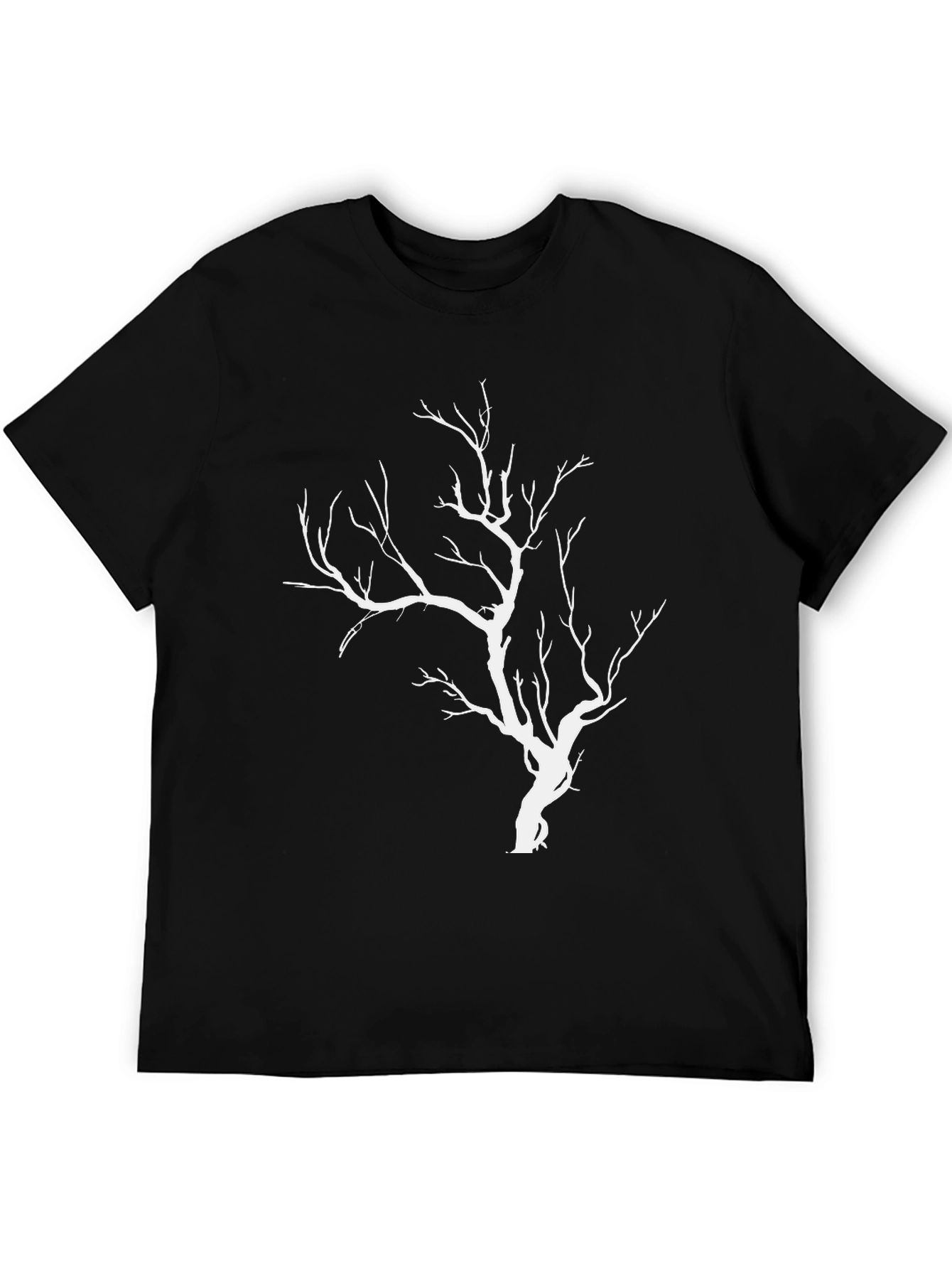 Black T-Shirt with White Tree Graphic