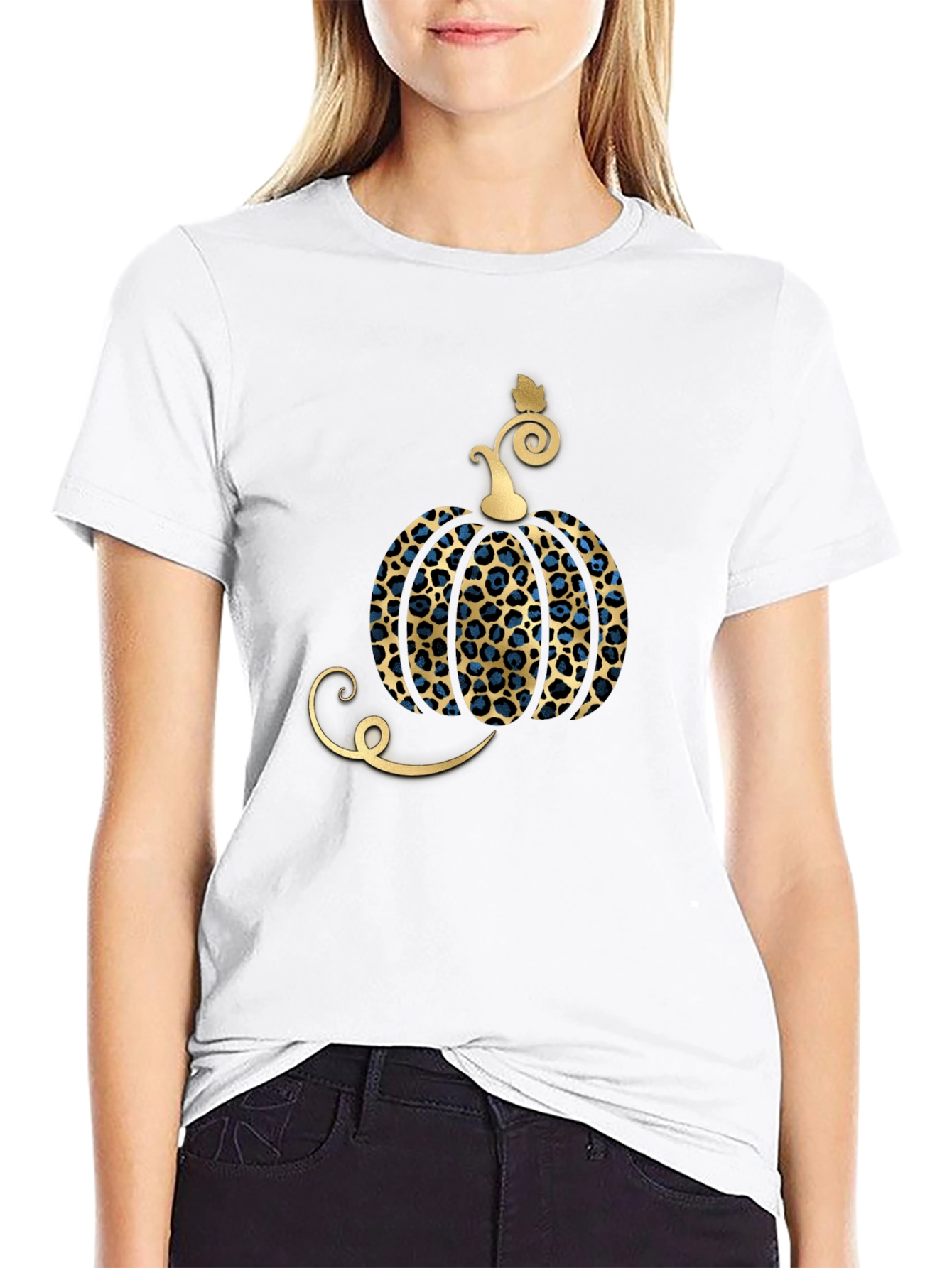 Leopard Pumpkin Print T-Shirt