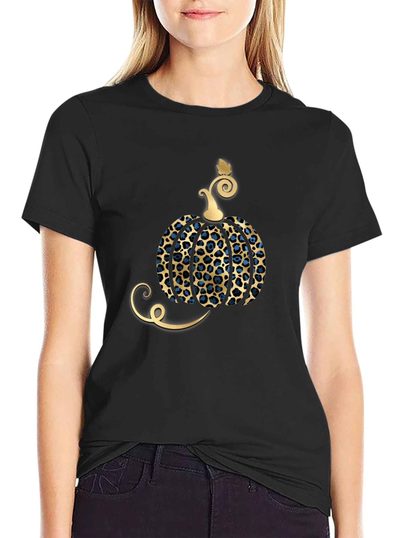 Leopard Pumpkin Print T-Shirt