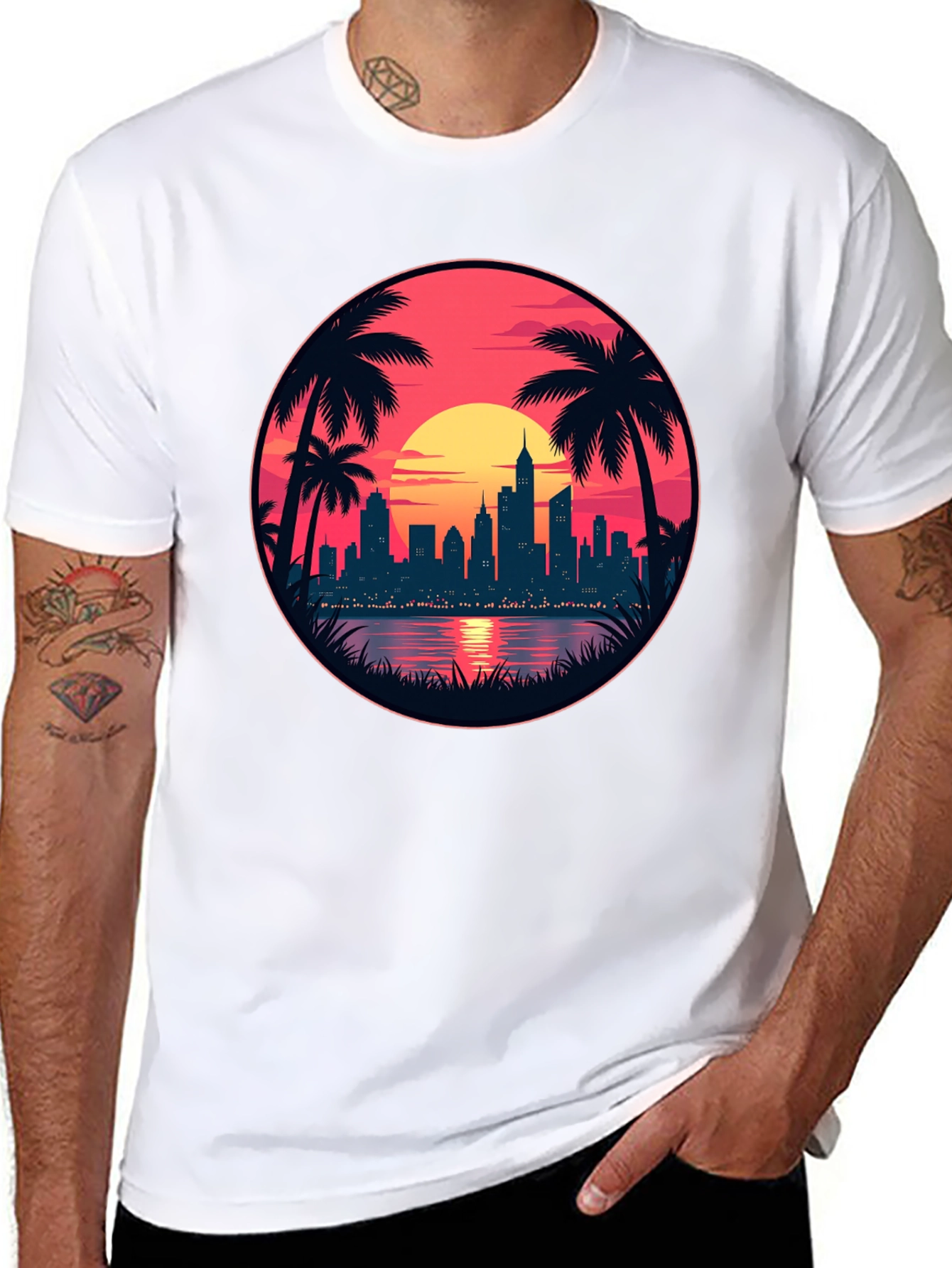 Sunset Cityscape Graphic Tee - Island Vibes