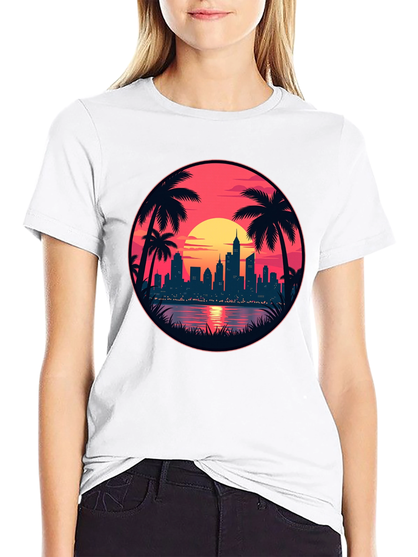 Sunset Cityscape Graphic Tee - Island Vibes