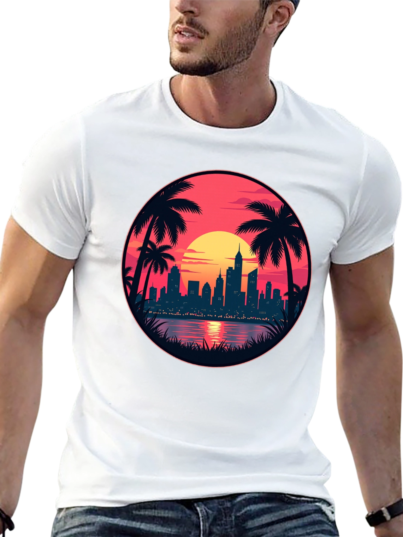 Sunset Cityscape Graphic Tee - Island Vibes