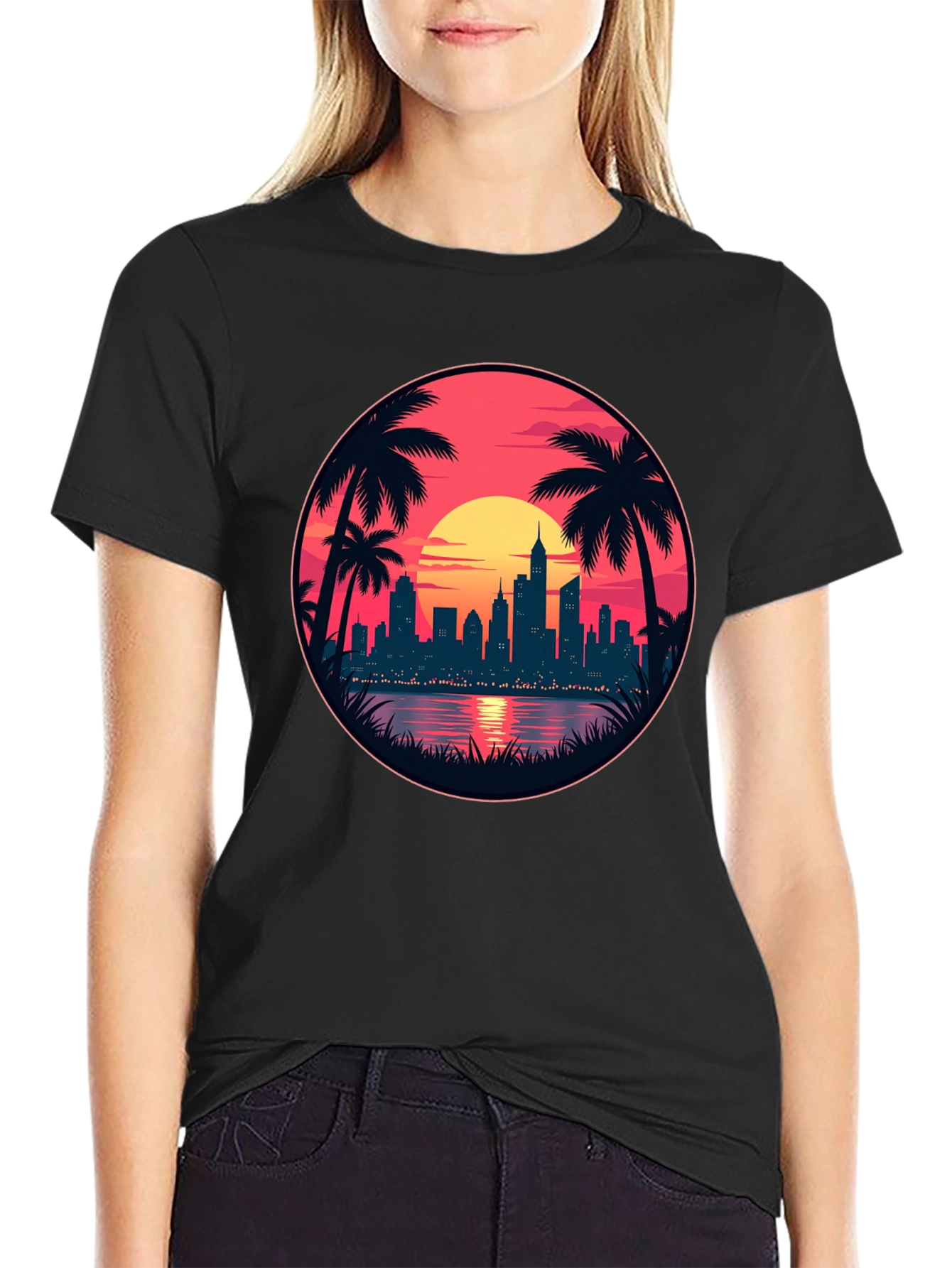 Sunset Cityscape Graphic Tee - Island Vibes