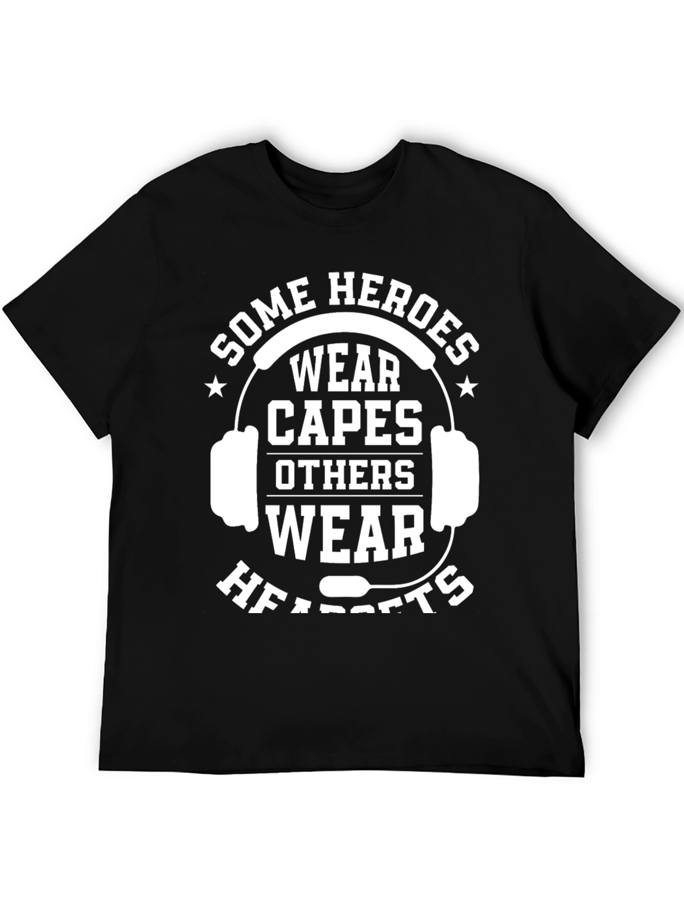 Heroes Wear Headsets Graphic Tee - Black Cotton T-Shirt