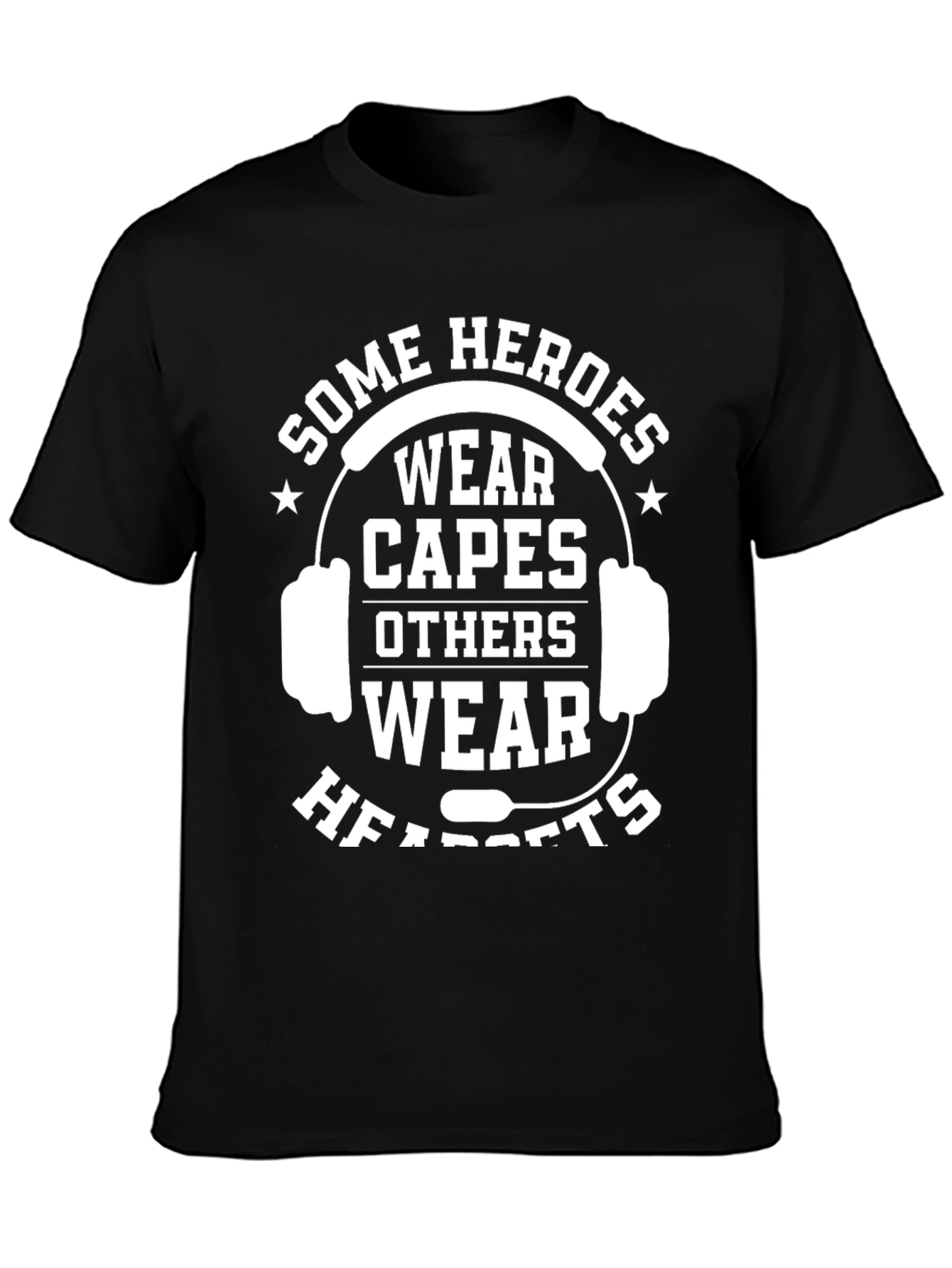 Heroes Wear Headsets Graphic Tee - Black Cotton T-Shirt