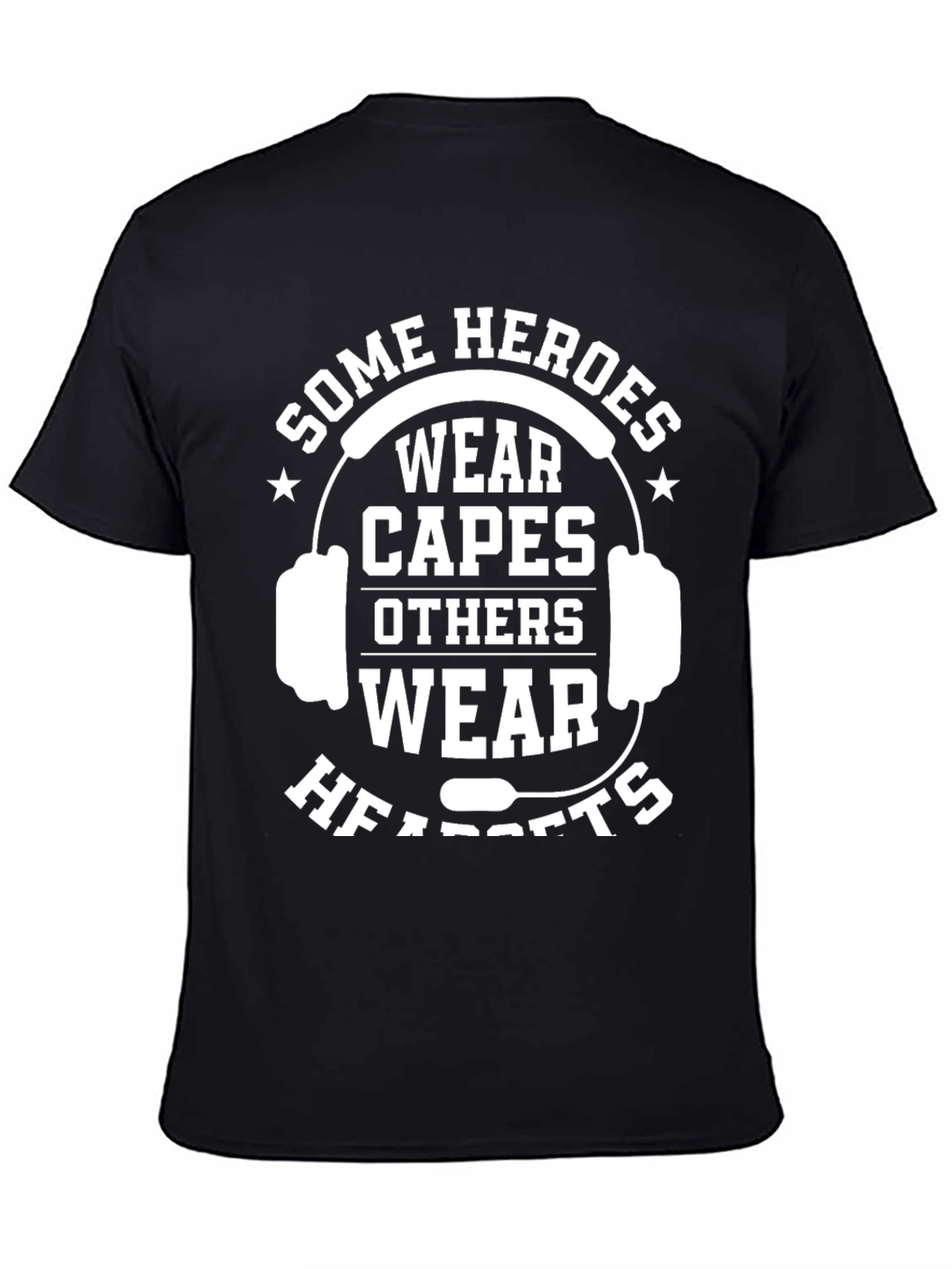 Heroes Wear Headsets Graphic Tee - Black Cotton T-Shirt