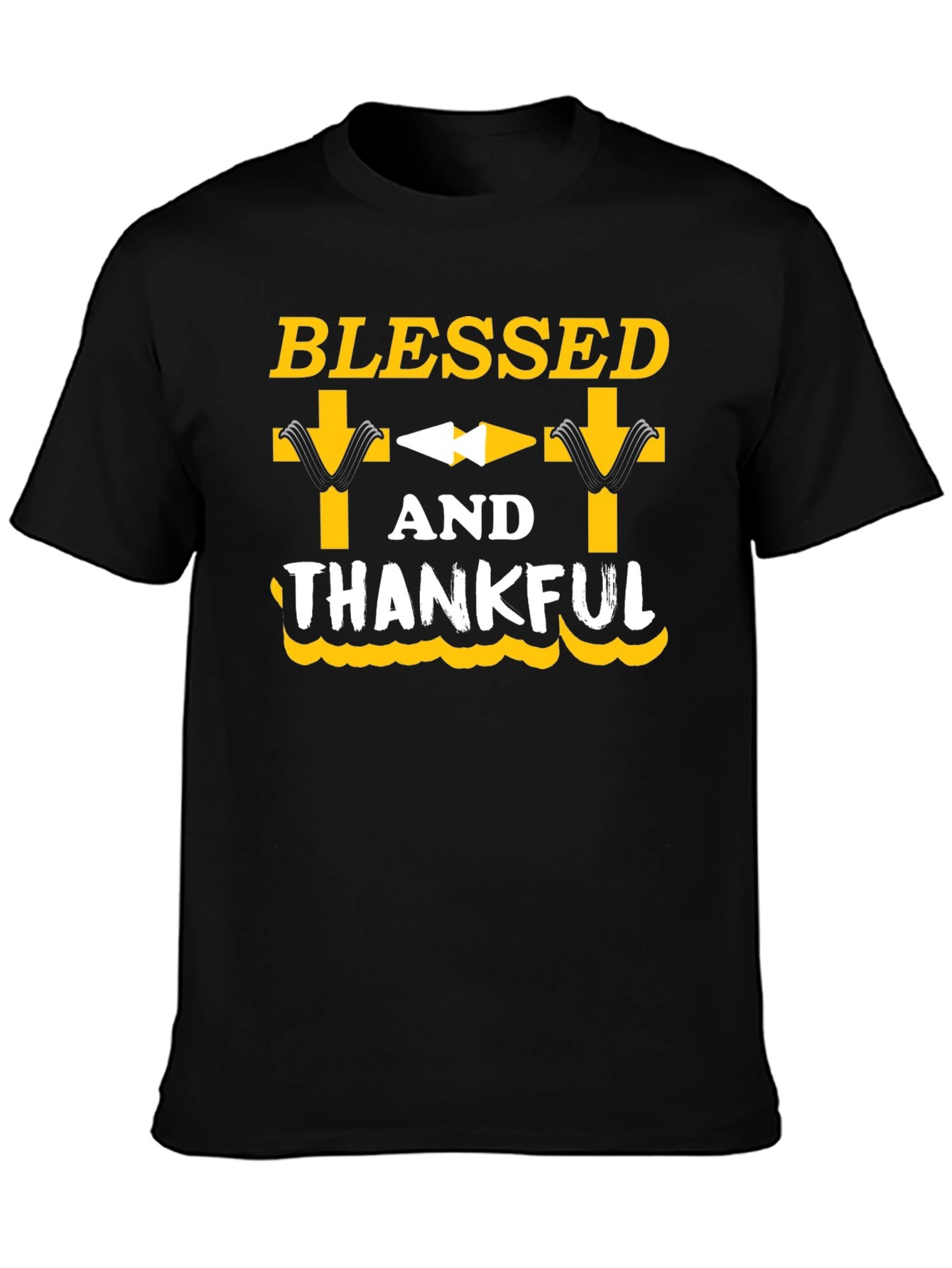 Blessed and Thankful Graphic Tee - Black