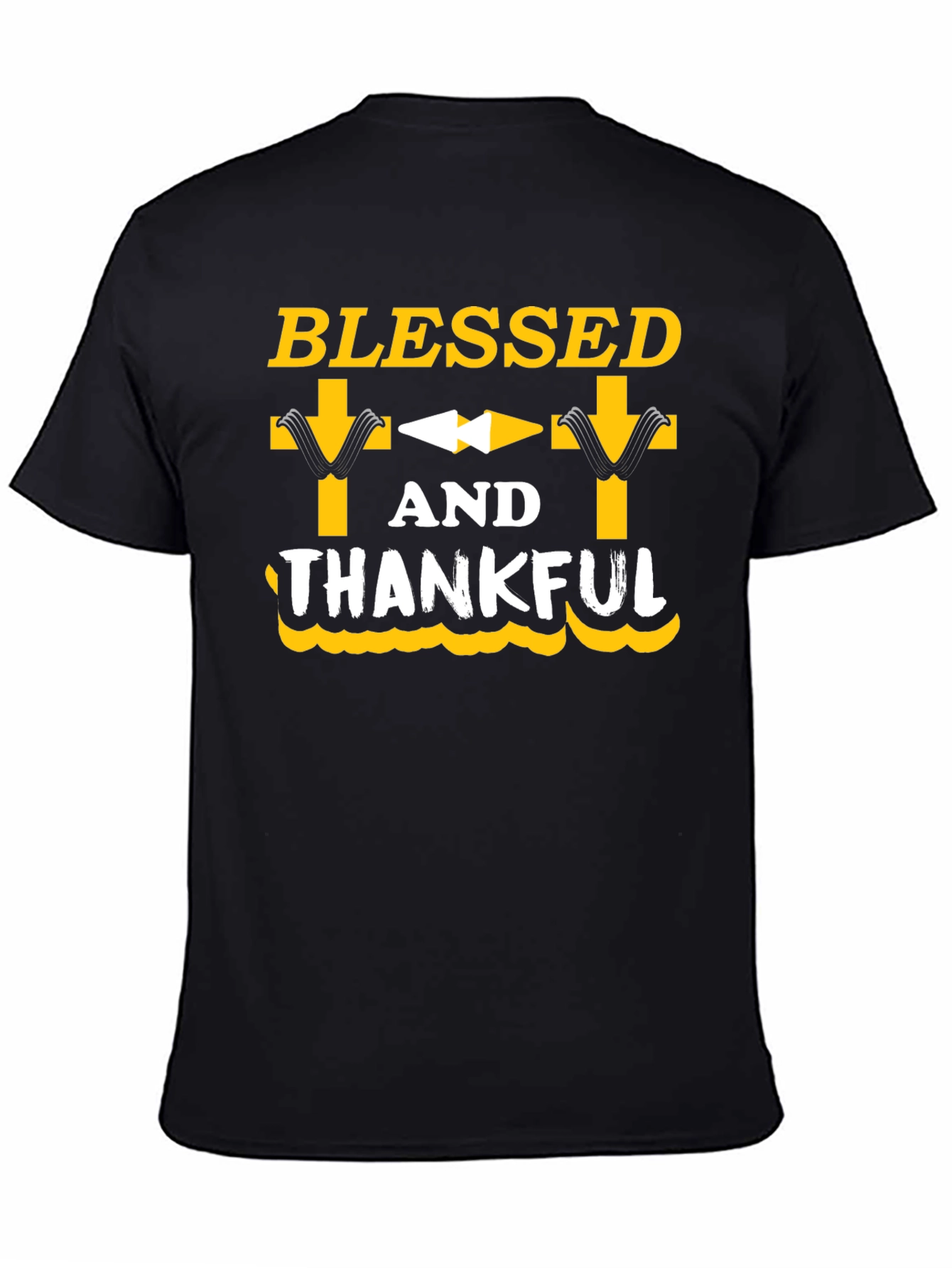 Blessed and Thankful Graphic Tee - Black