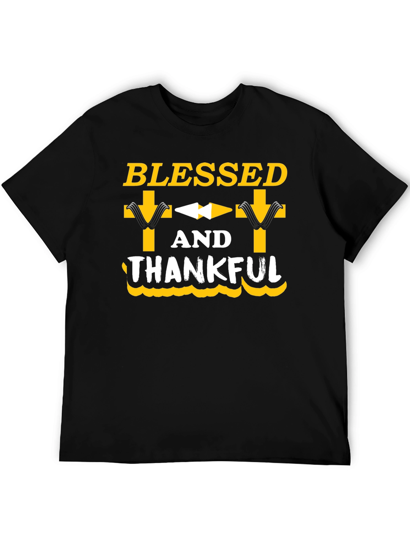 Blessed and Thankful Graphic Tee - Black