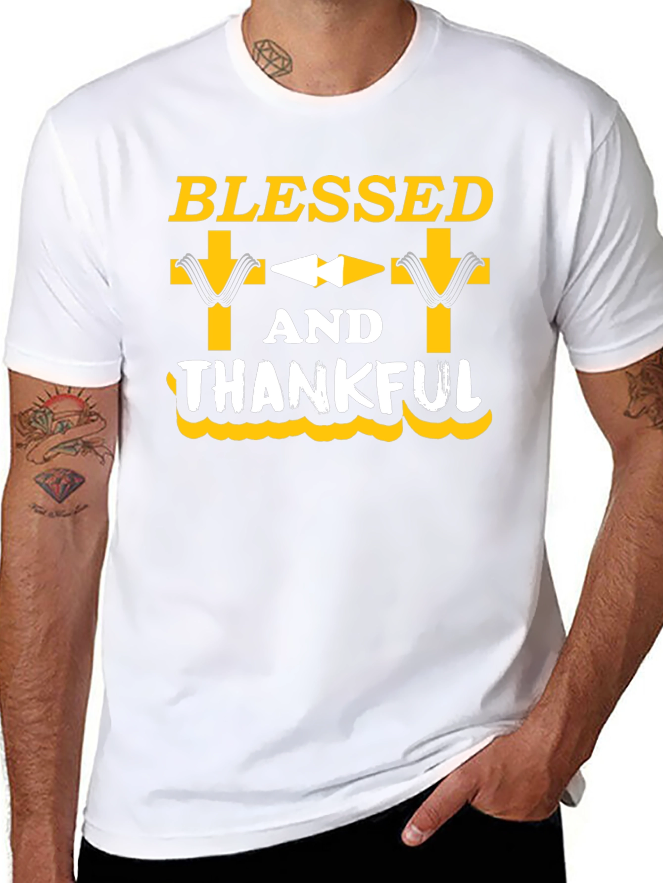 Blessed and Thankful Graphic Tee - Black