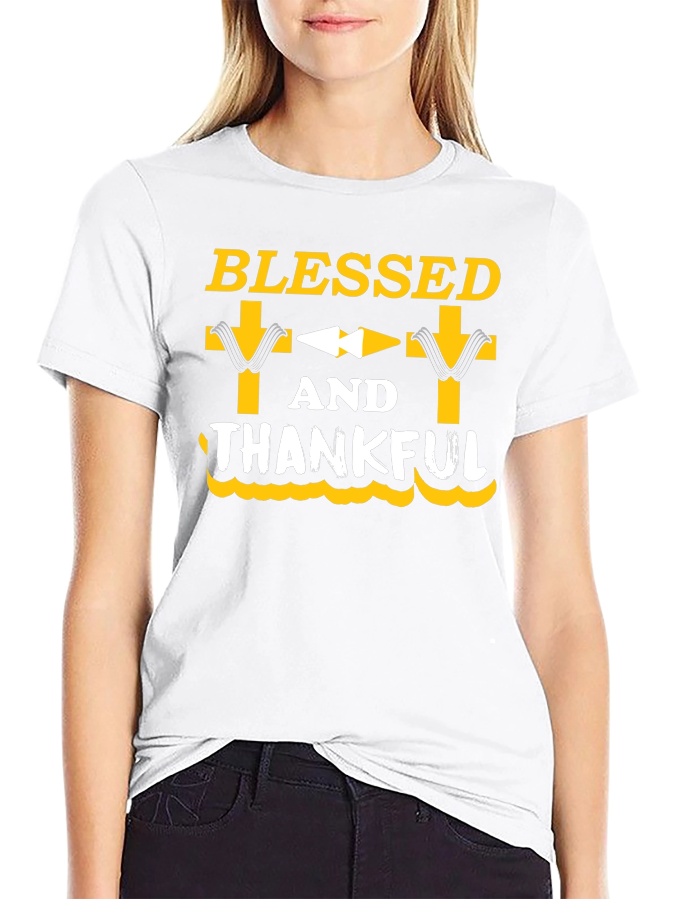Blessed and Thankful Graphic Tee - Black
