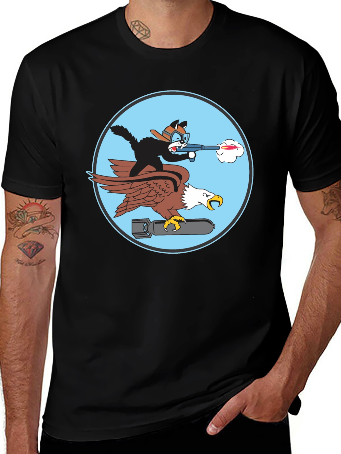 Cartoon Cat Bomber T-Shirt