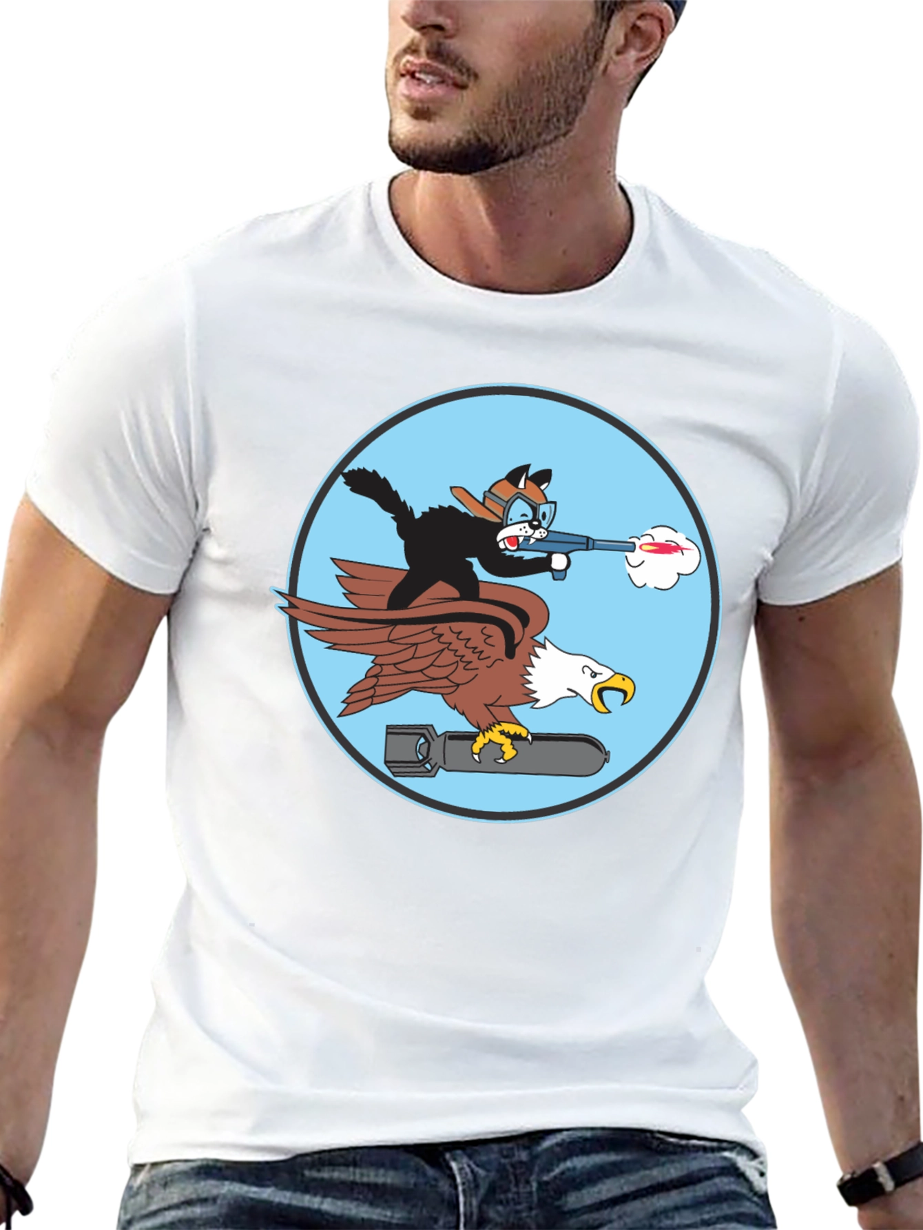Cartoon Cat Bomber T-Shirt